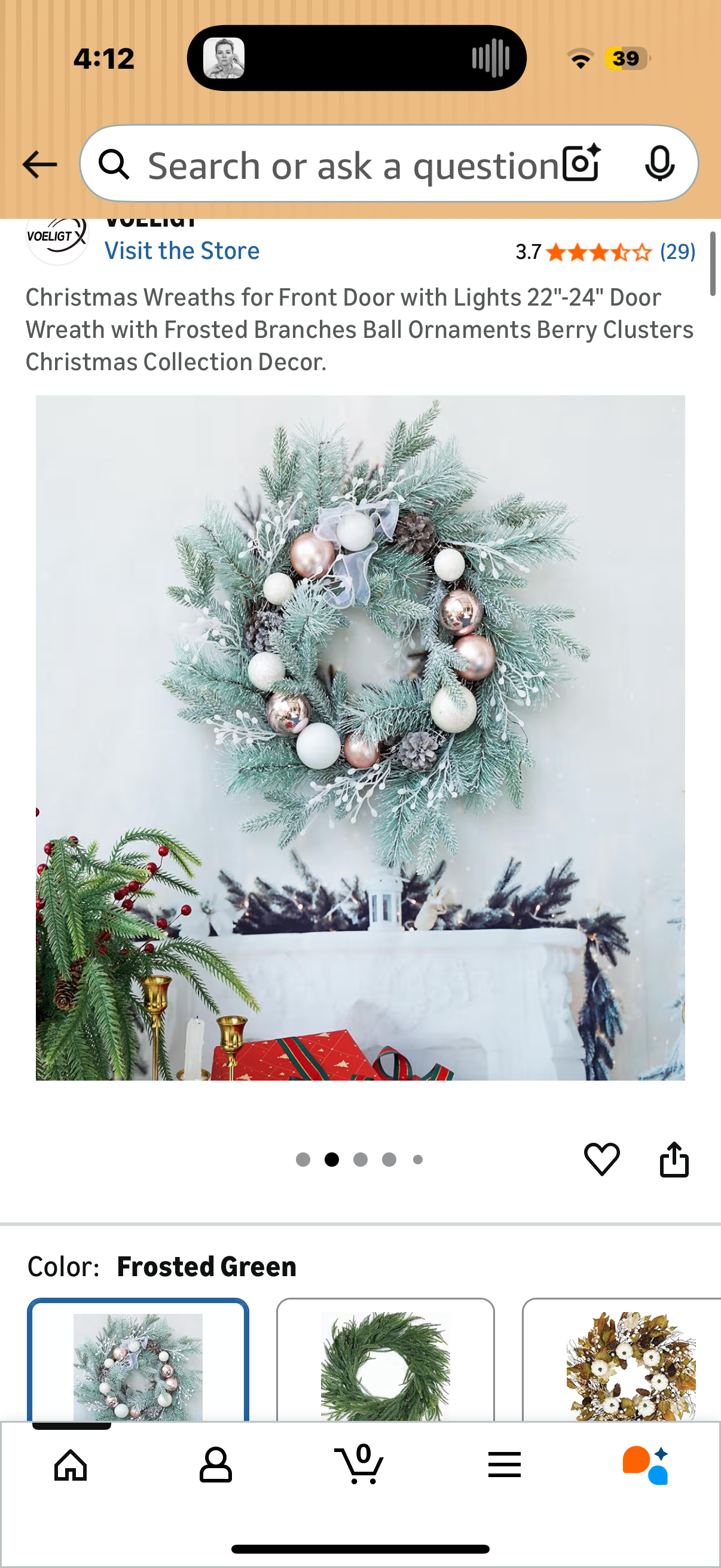 Christmas Wreaths for Front Door with Lights 22"-24" Door Wreath with Frosted Branches Ball Ornaments Berry Clusters Christmas Collection Decor