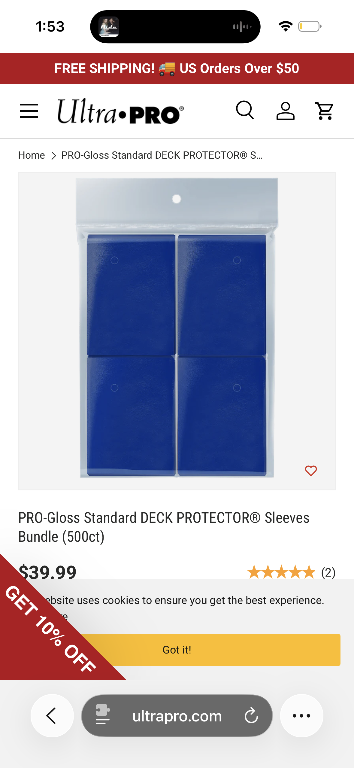 Ultra PRO - 500ct Blue PRO-Gloss Standard Card Sleeve Deck Protector, Protect & Store Collectible, Sports, MTG, D&D Cards, Fits Standard Size, High Clarity Gloss Finish