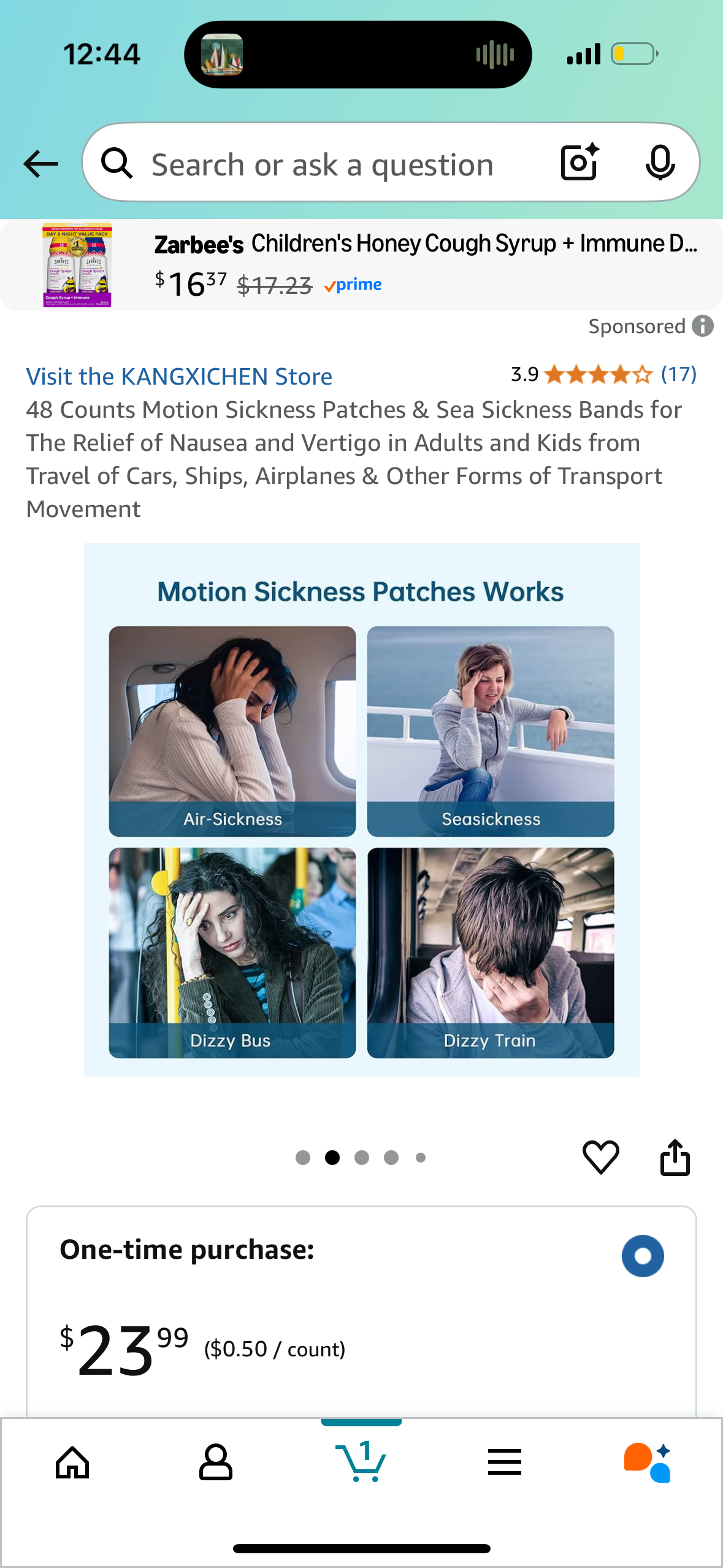 48 Counts Motion Sickness Patches & Sea Sickness Bands for The Relief of Nausea and Vertigo in Adults and Kids from Travel of Cars, Ships, Airplanes & Other Forms of Transport Movement