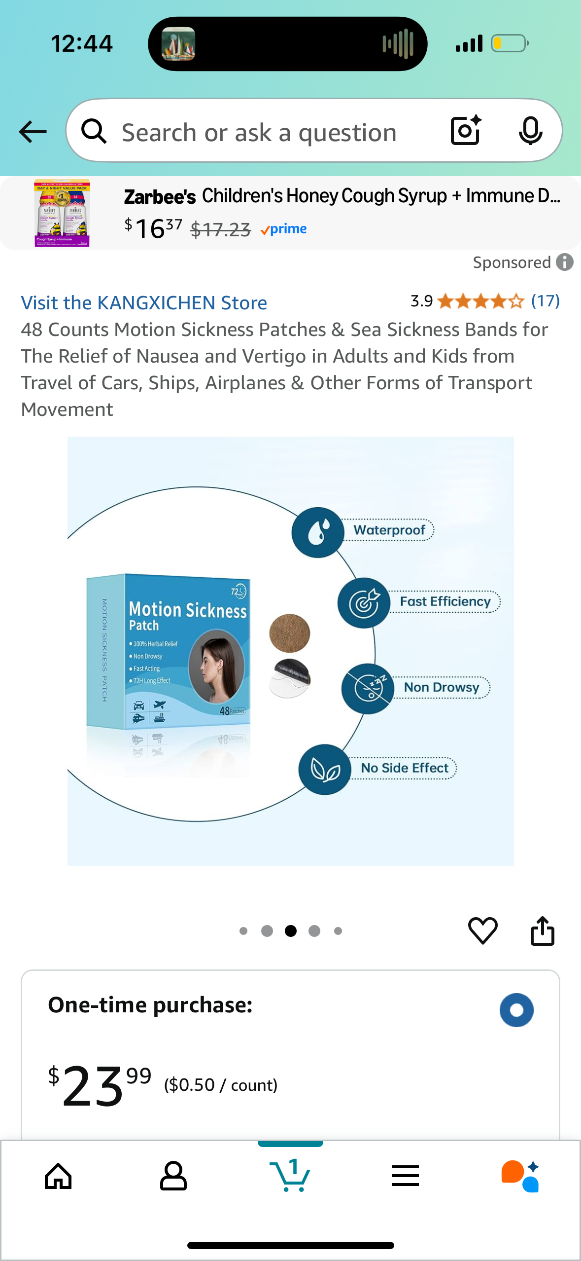 48 Counts Motion Sickness Patches & Sea Sickness Bands for The Relief of Nausea and Vertigo in Adults and Kids from Travel of Cars, Ships, Airplanes & Other Forms of Transport Movement