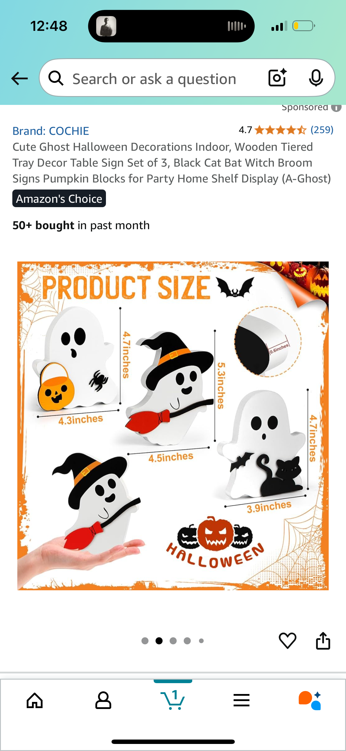 Cute Ghost Halloween Decorations Indoor, Wooden Tiered Tray Decor Table Sign Set of 3, Black Cat Bat Witch Broom Signs Pumpkin Blocks for Party Home Shelf Display (A-Ghost)