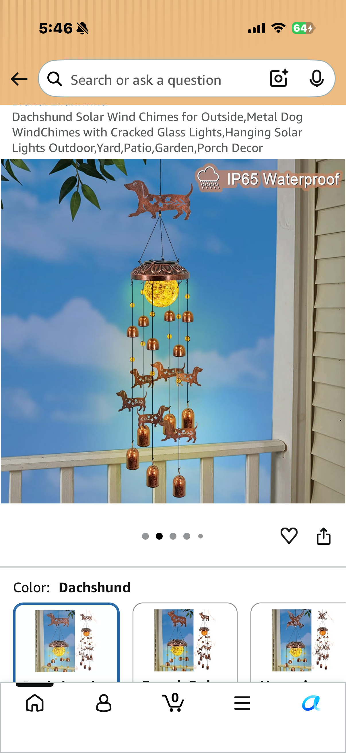 Solar Wind Chimes for Outside,Metal Dog WindChimes with Cracked Glass Lights,Hanging Solar Lights Outdoor,Yard,Patio,Garden,Porch Decor