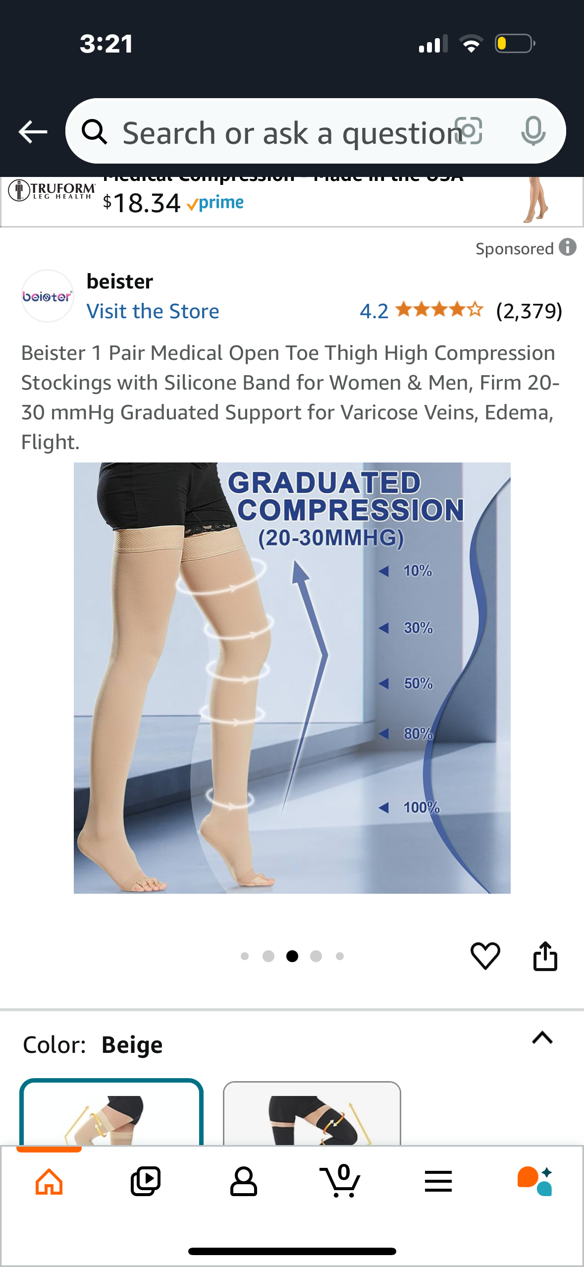 Beister 1 Pair Medical Open Toe Thigh High Compression Stockings with Silicone Band for Women & Men, Firm 20-30 mmHg Graduated Support for Varicose Veins, Edema, Flight