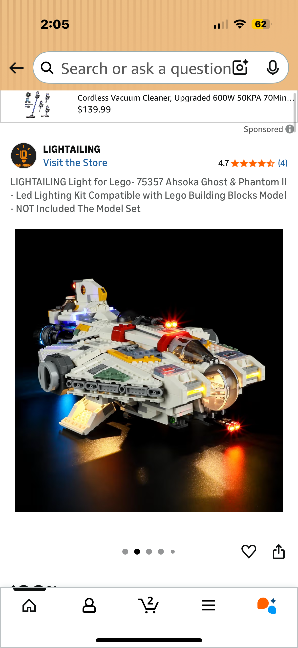 LIGHTAILING Light for Lego- 75357 Ahsoka Ghost & Phantom II - Led Lighting Kit Compatible with Lego Building Blocks Model - NOT Included The Model Set