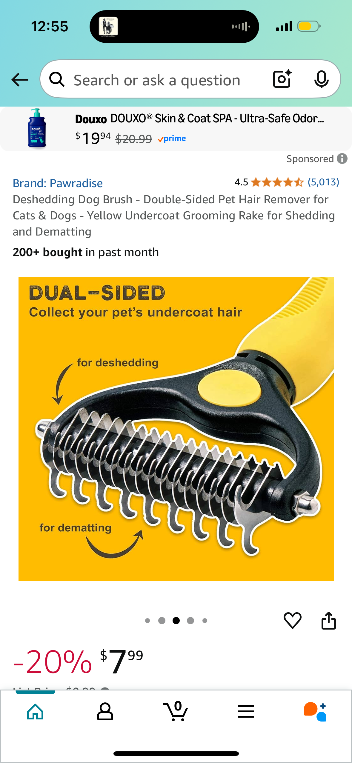 Deshedding Dog Brush - Double-Sided Pet Hair Remover for Cats & Dogs - Yellow Undercoat Grooming Rake for Shedding and Dematting