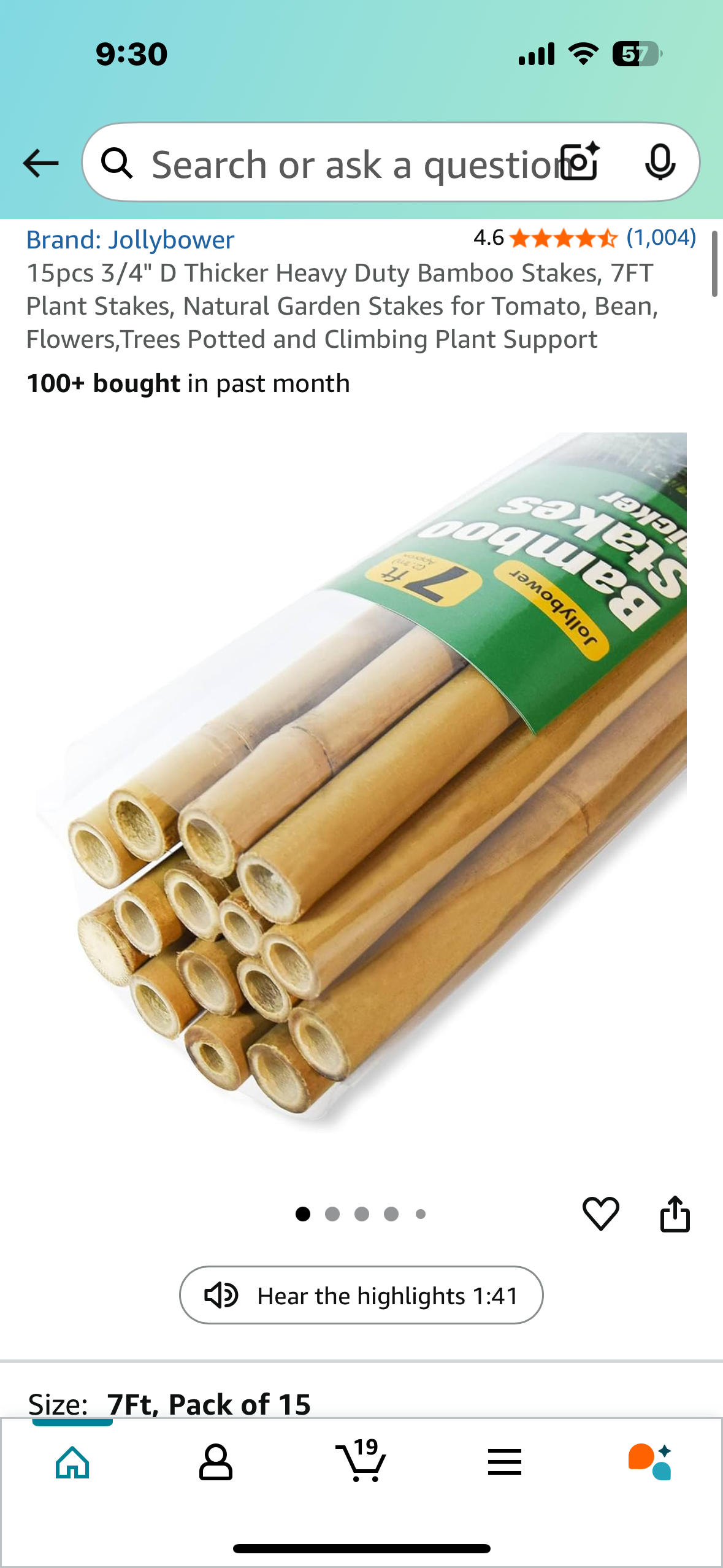 15pcs 3/4" Thick Heavy Duty Bamboo Stakes, 7FT Plant Stakes, Natural Garden Stakes for Tomato, Bean, Flowers, Trees, Potted and Climbing Plant Support (G820)