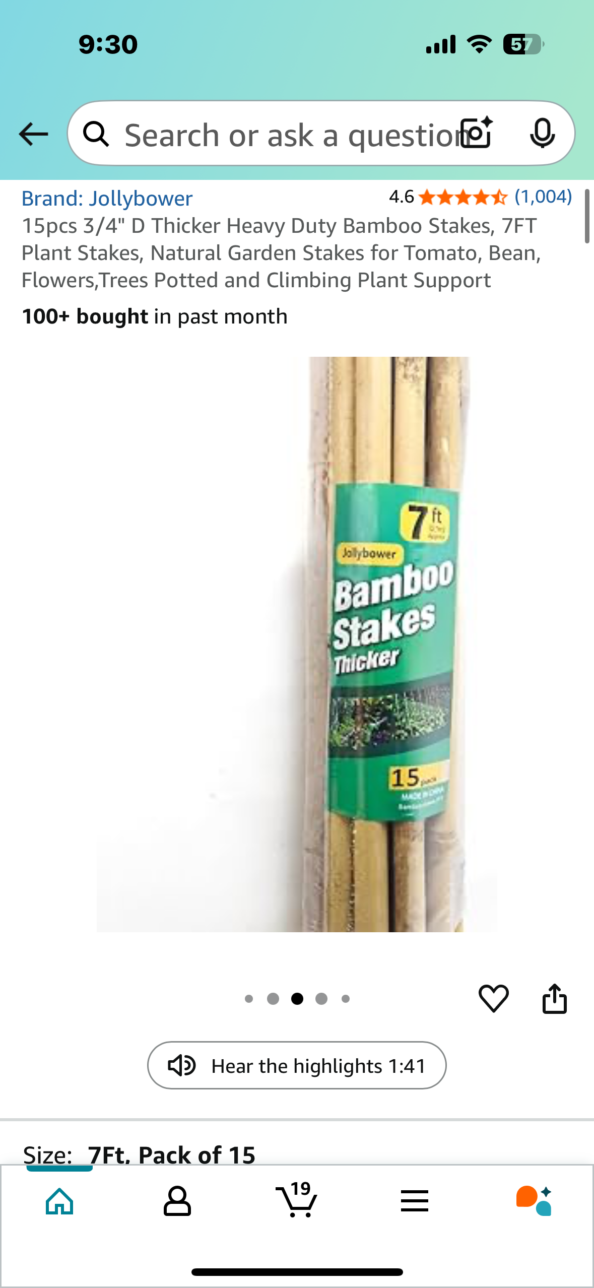 15pcs 3/4" Thick Heavy Duty Bamboo Stakes, 7FT Plant Stakes, Natural Garden Stakes for Tomato, Bean, Flowers, Trees, Potted and Climbing Plant Support (G820)