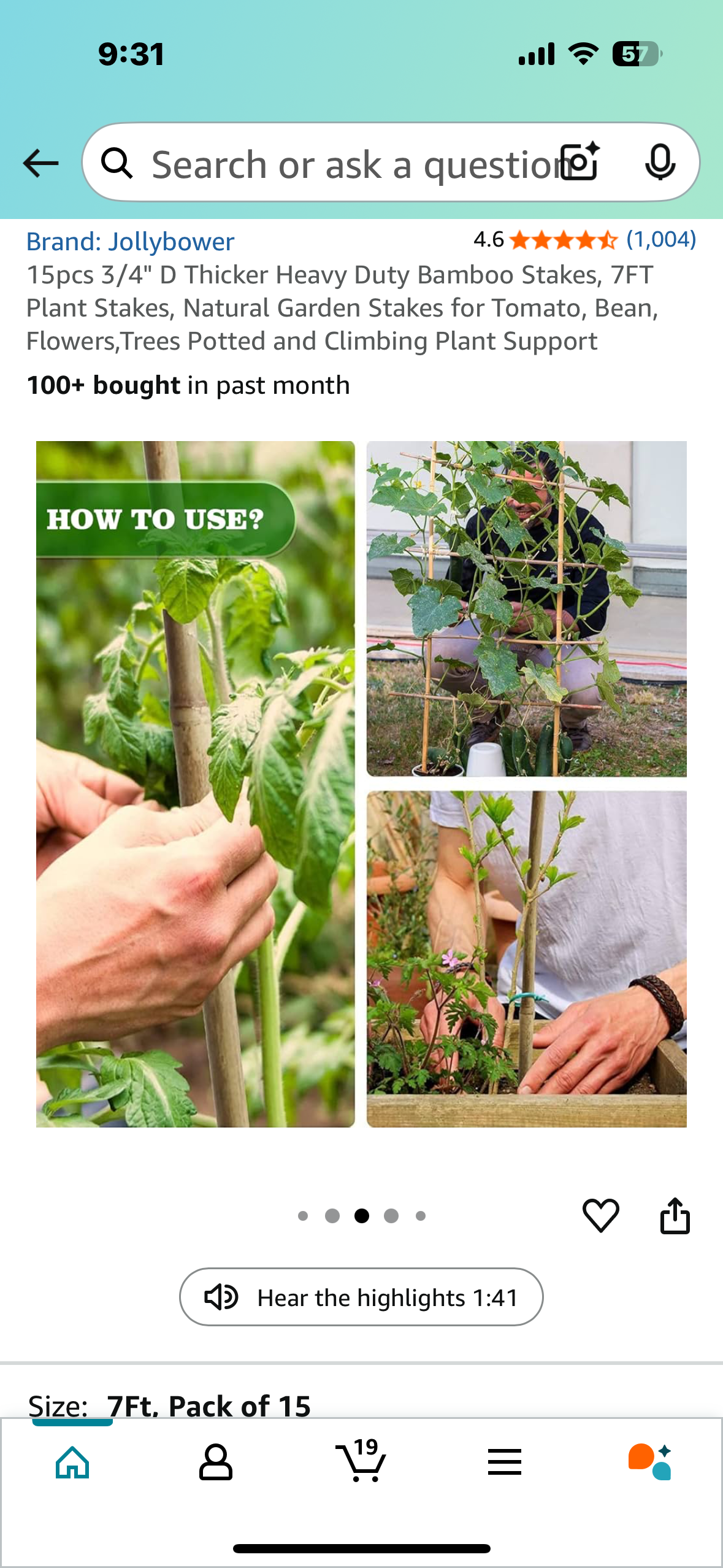 15pcs 3/4" Thick Heavy Duty Bamboo Stakes, 7FT Plant Stakes, Natural Garden Stakes for Tomato, Bean, Flowers, Trees, Potted and Climbing Plant Support (G820)