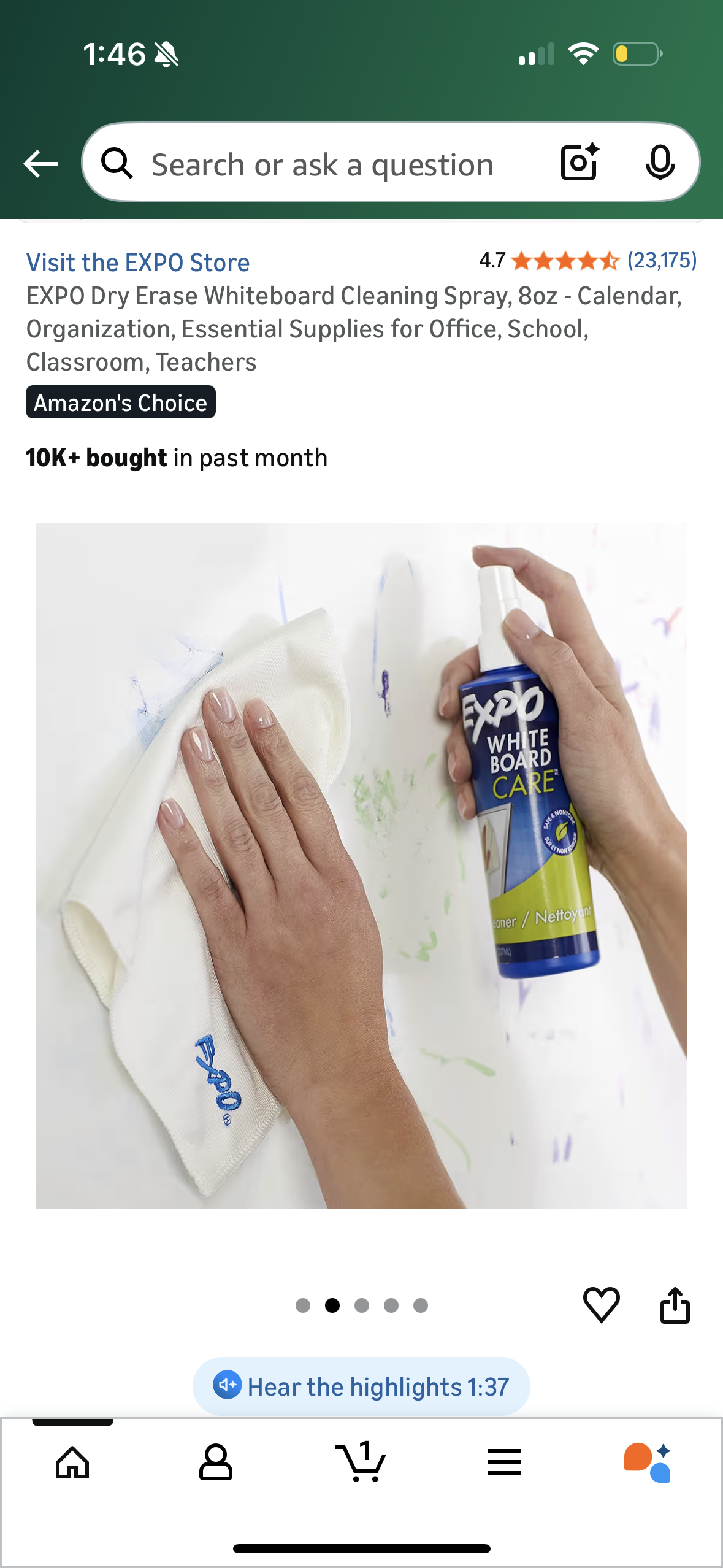 EXPO Dry Erase Whiteboard Cleaning Spray, 8oz - Calendar, Organization, Essential Supplies for Office, School, Classroom, Teachers