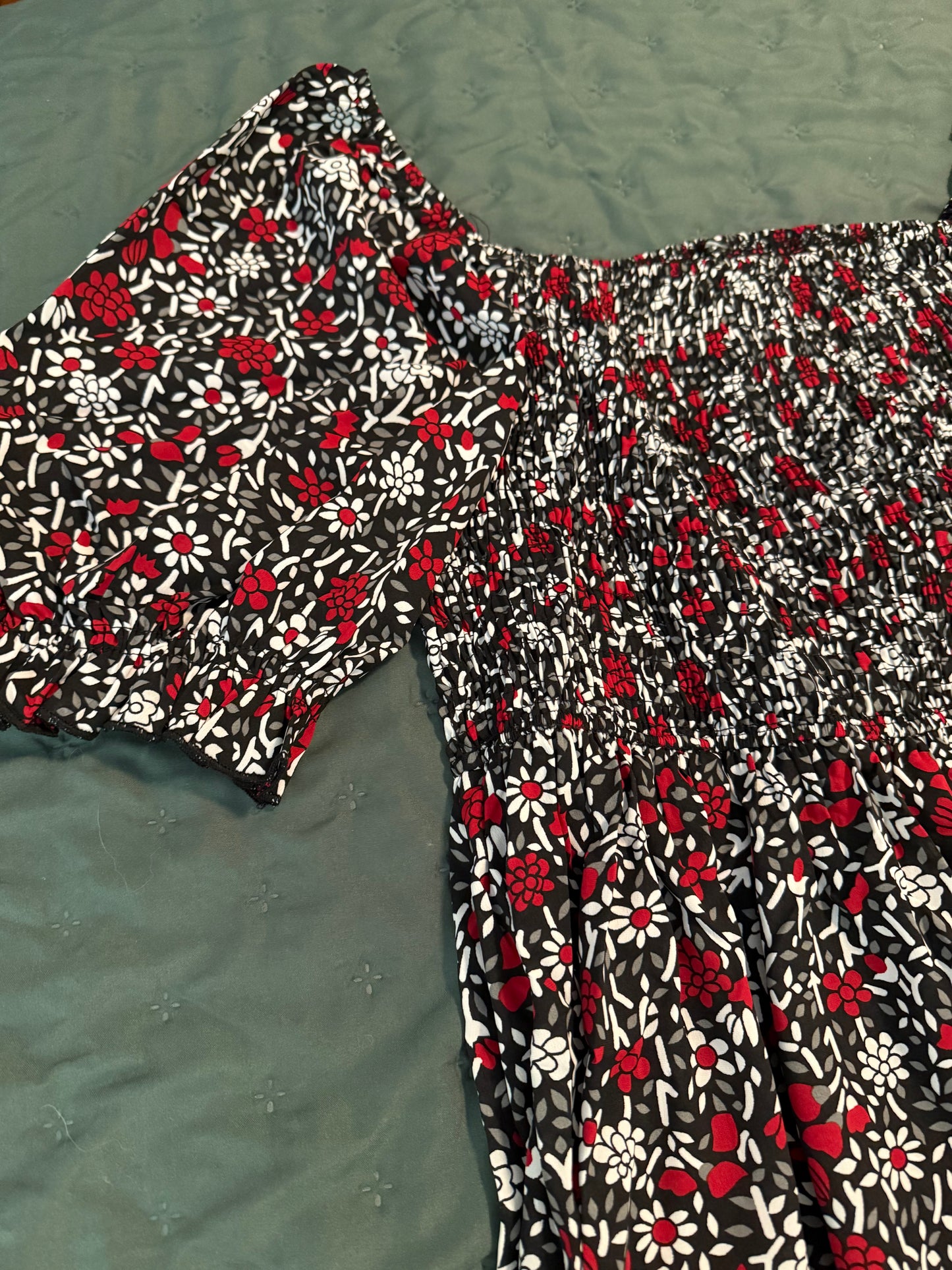 Gboomo Womens Plus Size Dress Square Neck Puff Short Sleeve Off Shoulder Floral Boho Flowy Casual Beach Summer Maxi Dresses (Size 2X & 3X)