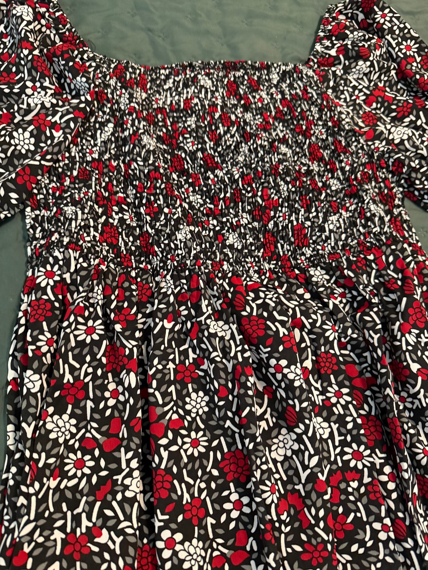 Gboomo Womens Plus Size Dress Square Neck Puff Short Sleeve Off Shoulder Floral Boho Flowy Casual Beach Summer Maxi Dresses (Size 2X & 3X)