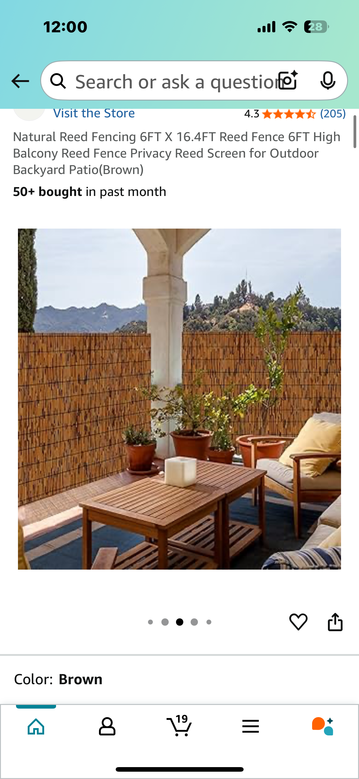 Natural Reed Fencing 6FT X 16.4FT Reed Privacy Fence for Outdoor, Backyard, Balcony, Patio(Brown) (G821)