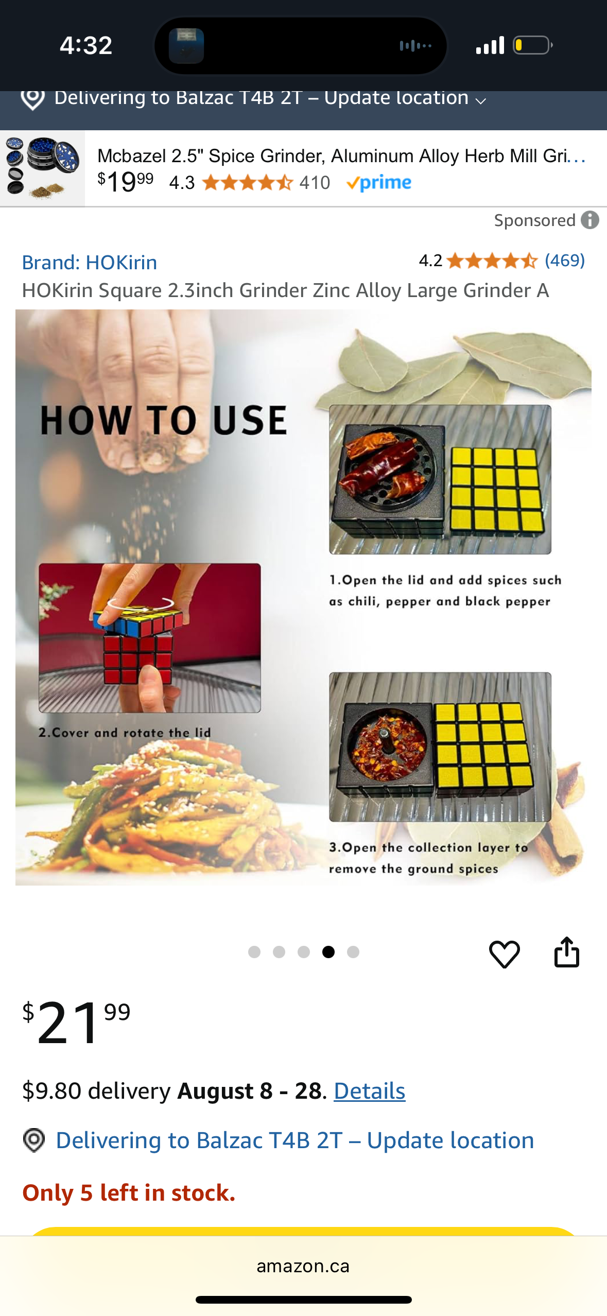 HOKirin Rubix Cube Grinder, Square 2.3inch Grinder Zinc Alloy Large Grinder