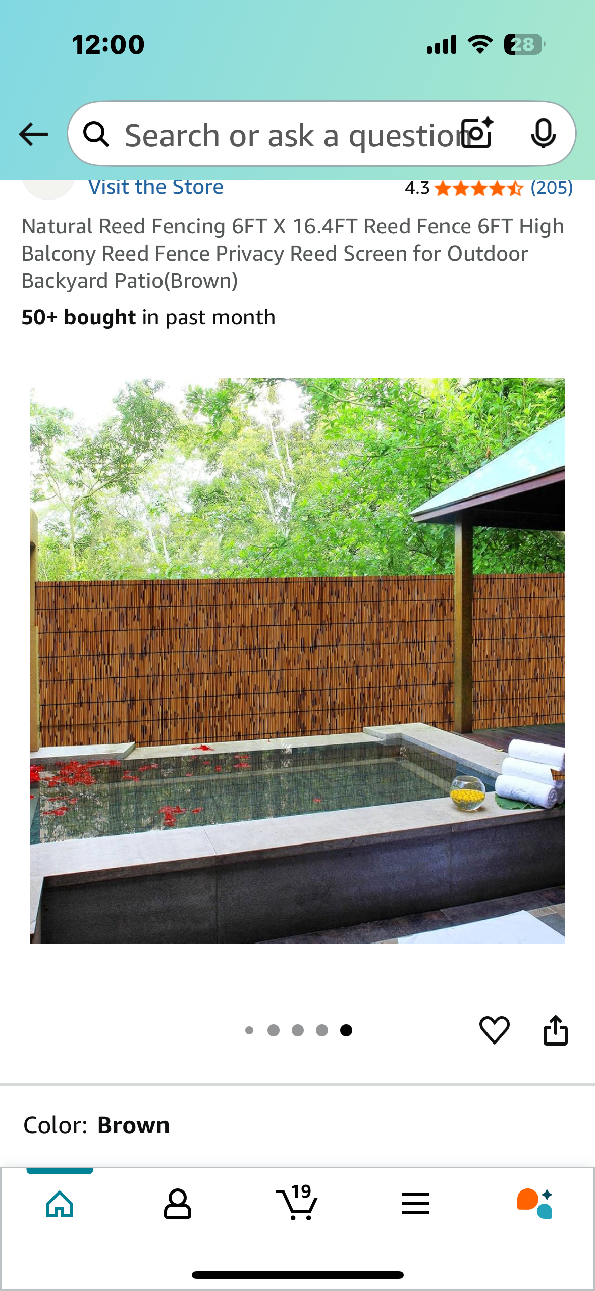 Natural Reed Fencing 6FT X 16.4FT Reed Privacy Fence for Outdoor, Backyard, Balcony, Patio(Brown) (G821)