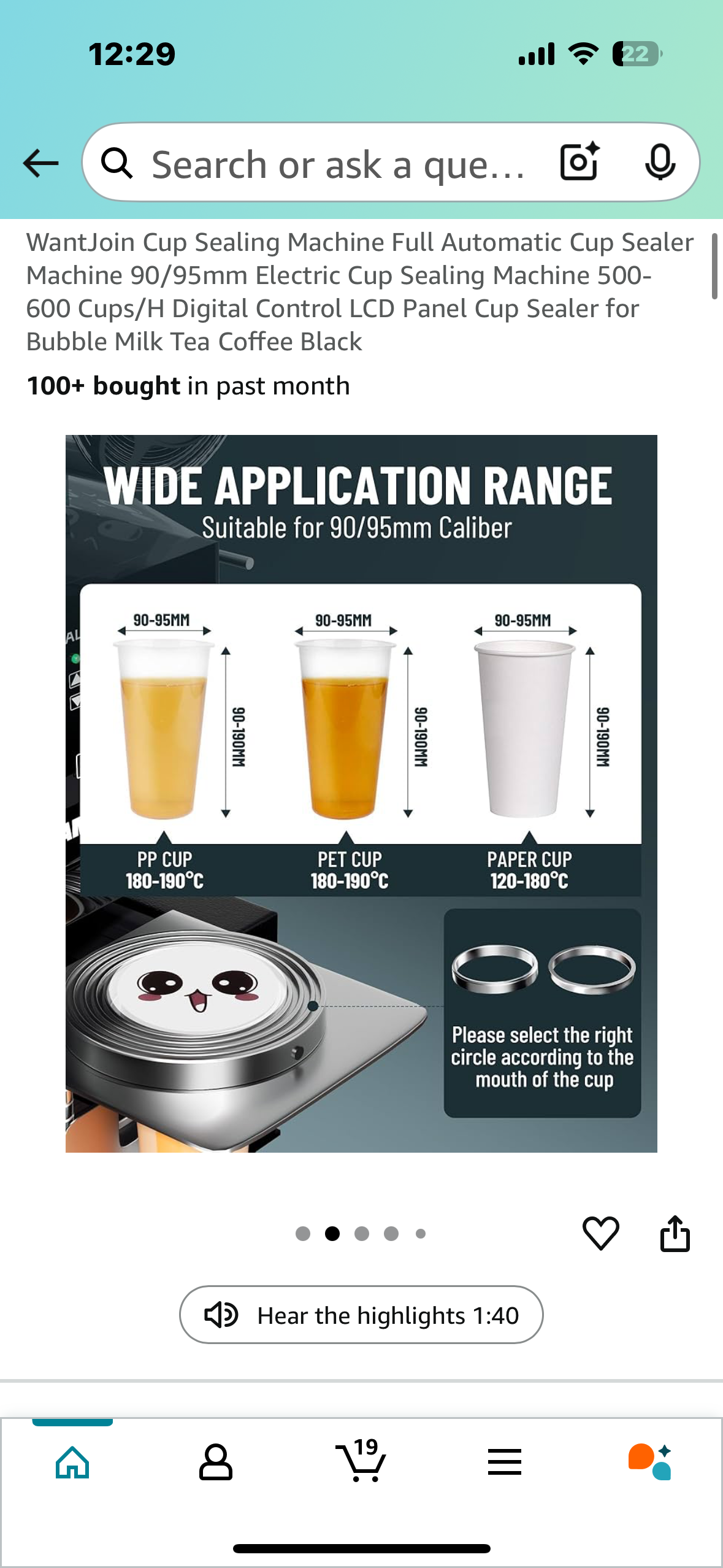 WantJoin Cup Sealing Machine, Fullly Automatic Cup Sealer Machine, 90/95mm, 500- 600 Cups/H for Bubble Milk, Tea,Coffee (R626)