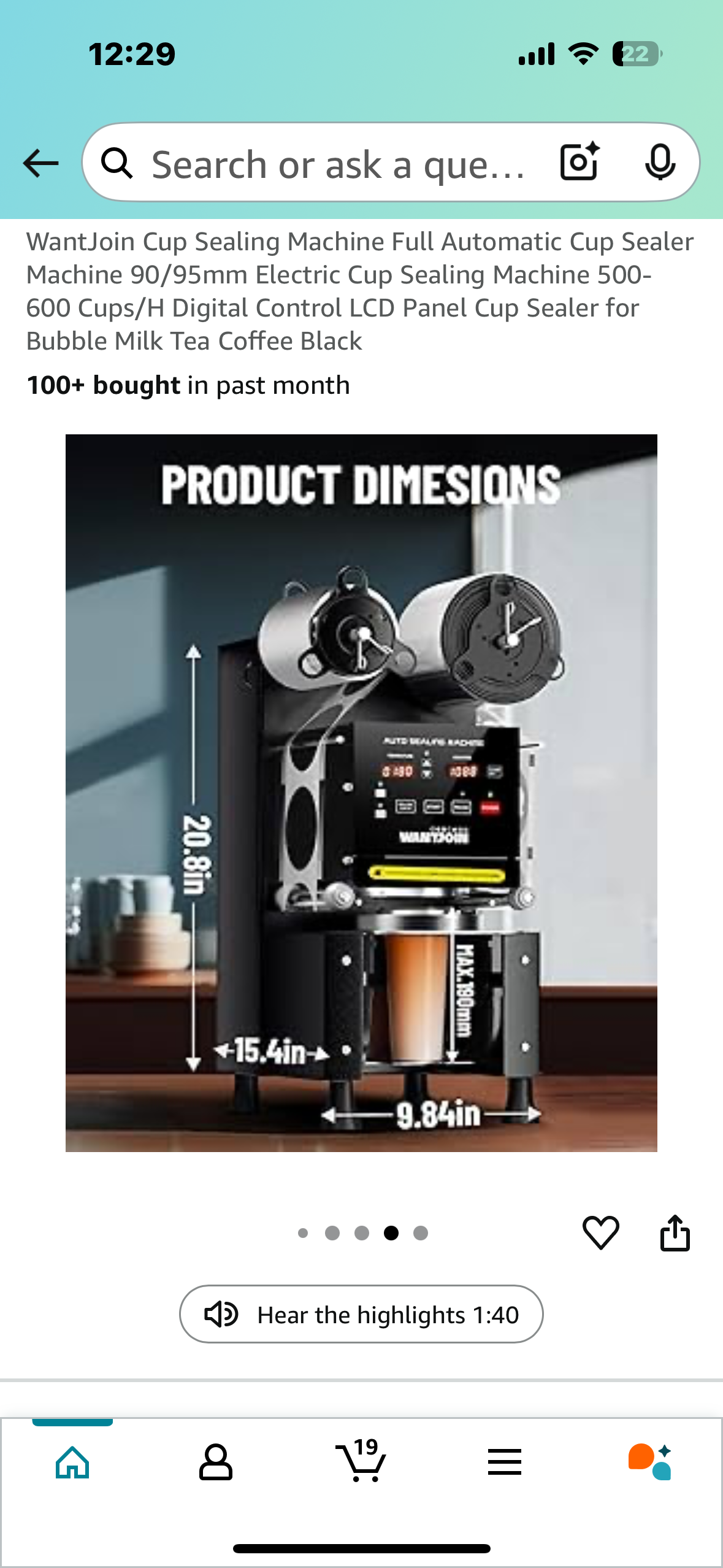 WantJoin Cup Sealing Machine, Fullly Automatic Cup Sealer Machine, 90/95mm, 500- 600 Cups/H for Bubble Milk, Tea,Coffee (R626)