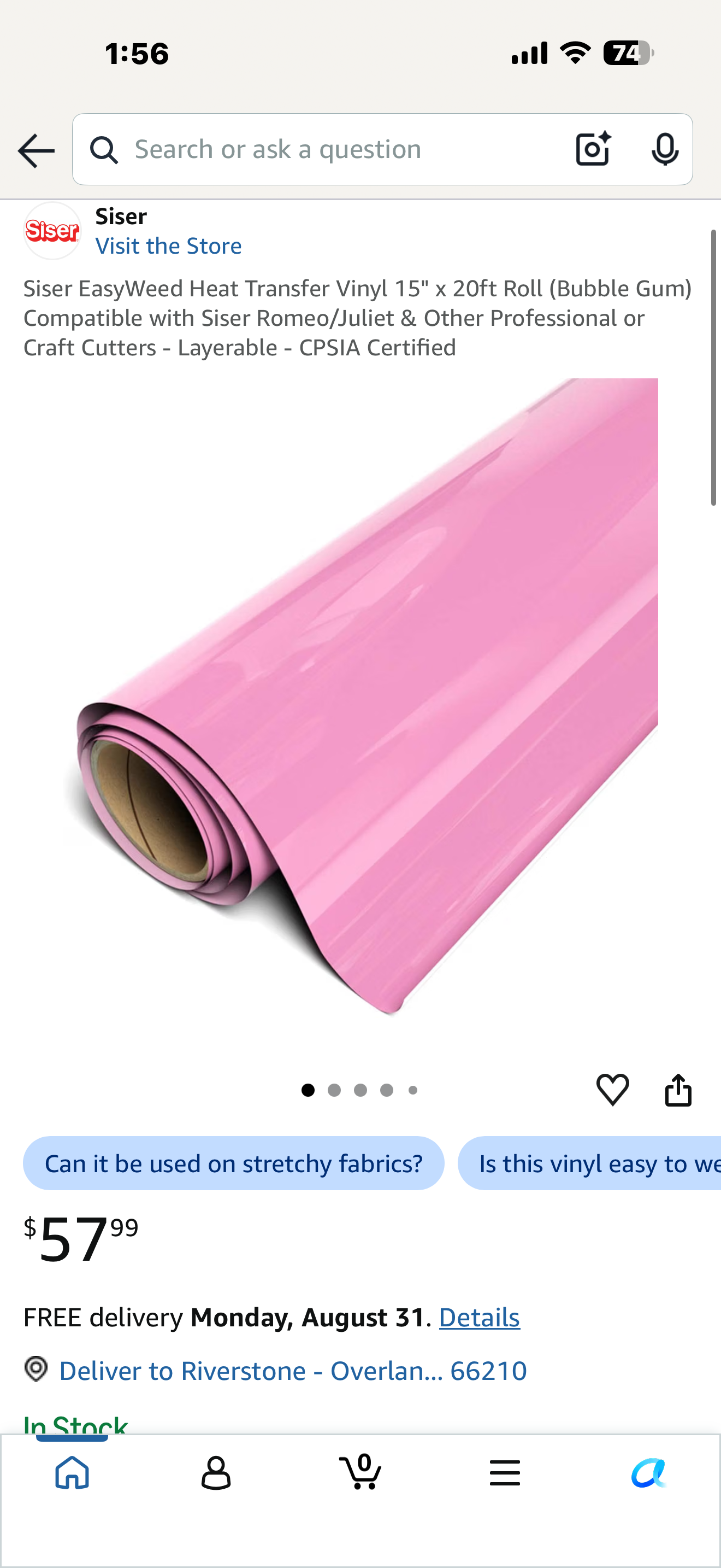 Siser EasyWeed Heat Transfer Vinyl 15" x 20ft Roll (Bubble Gum) Compatible with Siser Romeo/Juliet & Other Professional or Craft Cutters - Layerable - CPSIA Certified