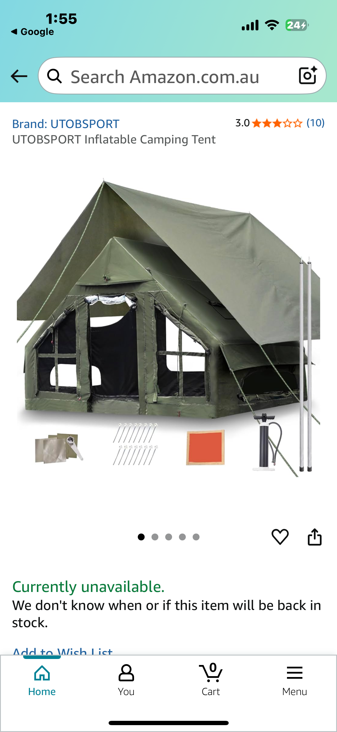 Inflatable Tent with Pump,4-6 Person Glamping Camping Tent House, Easy Setup, 4 Seasons, Waterproof with Mesh Windows (W478)