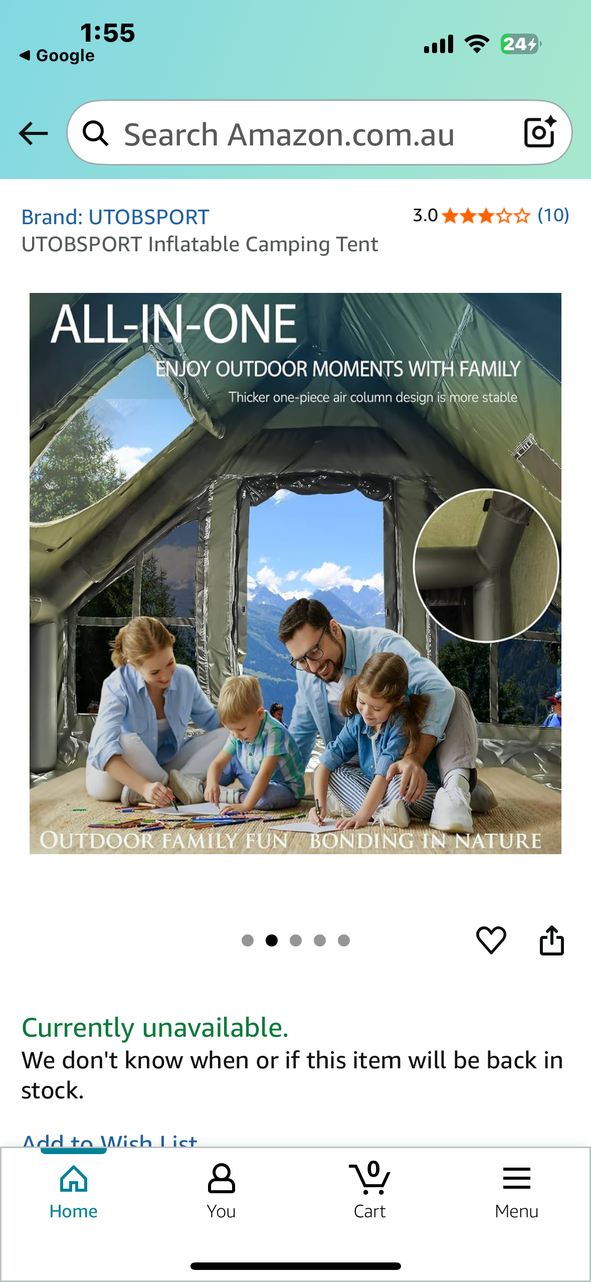Inflatable Tent with Pump,4-6 Person Glamping Camping Tent House, Easy Setup, 4 Seasons, Waterproof with Mesh Windows (W478)