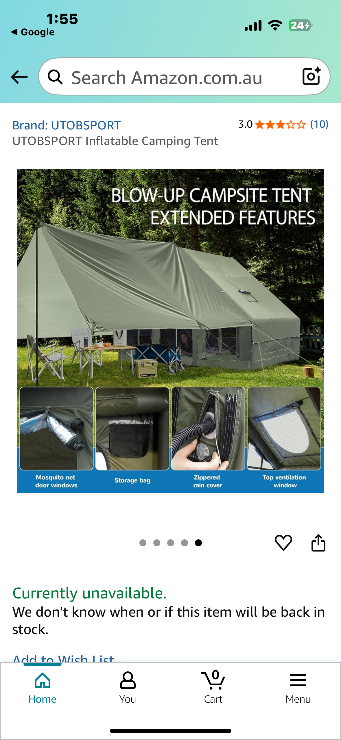 Inflatable Tent with Pump,4-6 Person Glamping Camping Tent House, Easy Setup, 4 Seasons, Waterproof with Mesh Windows (W478)