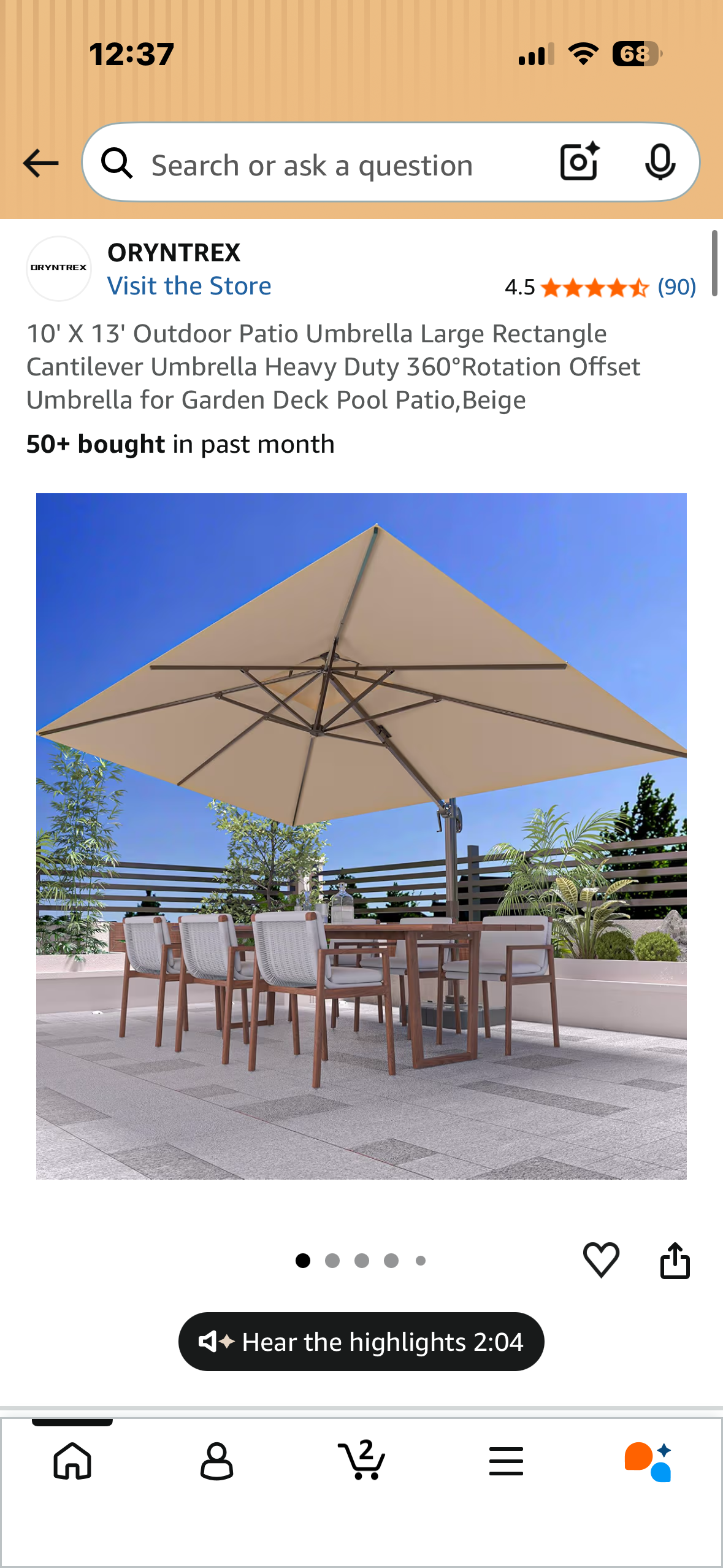 10' X 13' Outdoor Patio Umbrella Large Rectangle Cantilever Umbrella H – Zu's Underground