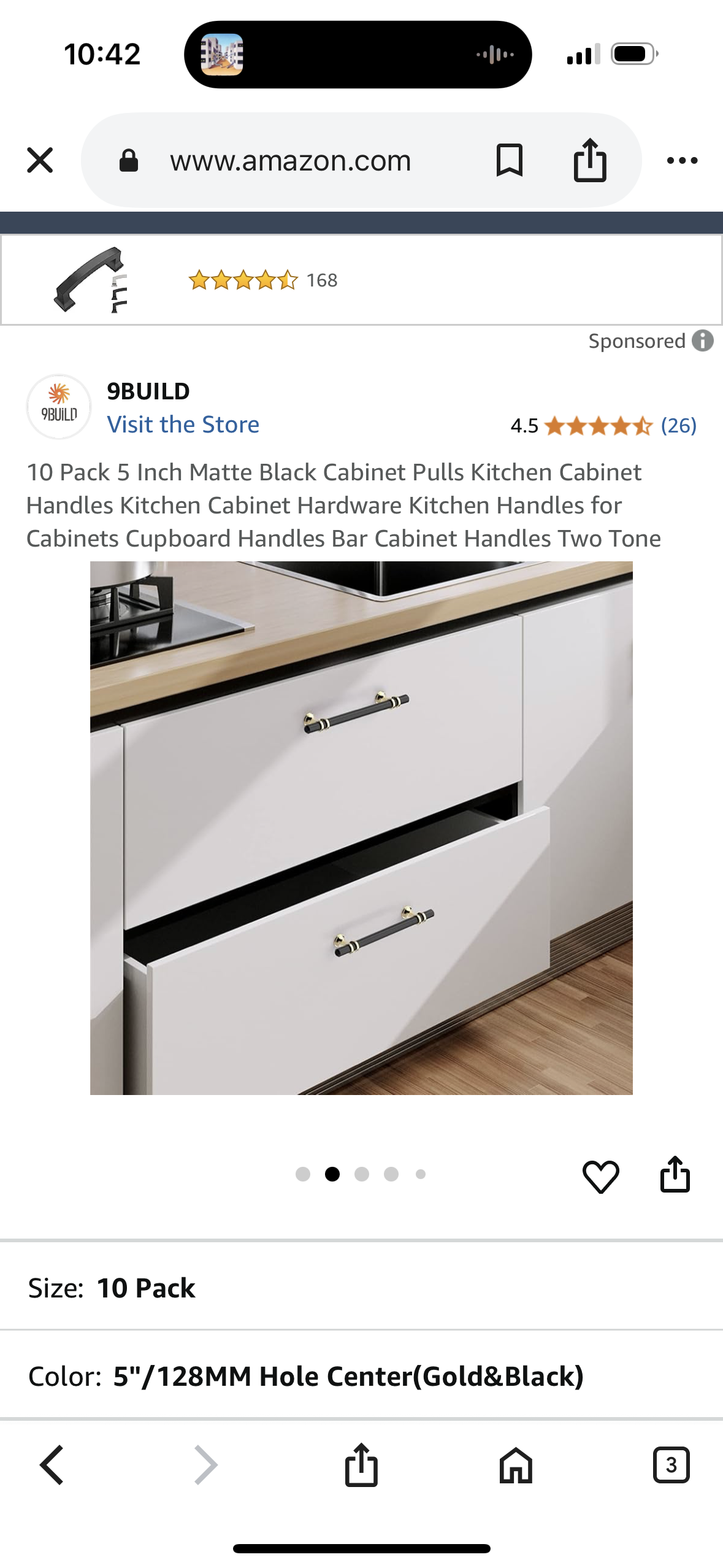 10 Pack Knurled Black Cabinet Pulls Kitchen Cabinet LP Handles Matte Black Kitchen Cabinet Handles for Drawer Dresser, 6-1/4 Inch(160mm) Center to Center Knurled Black Cabinet Pulls