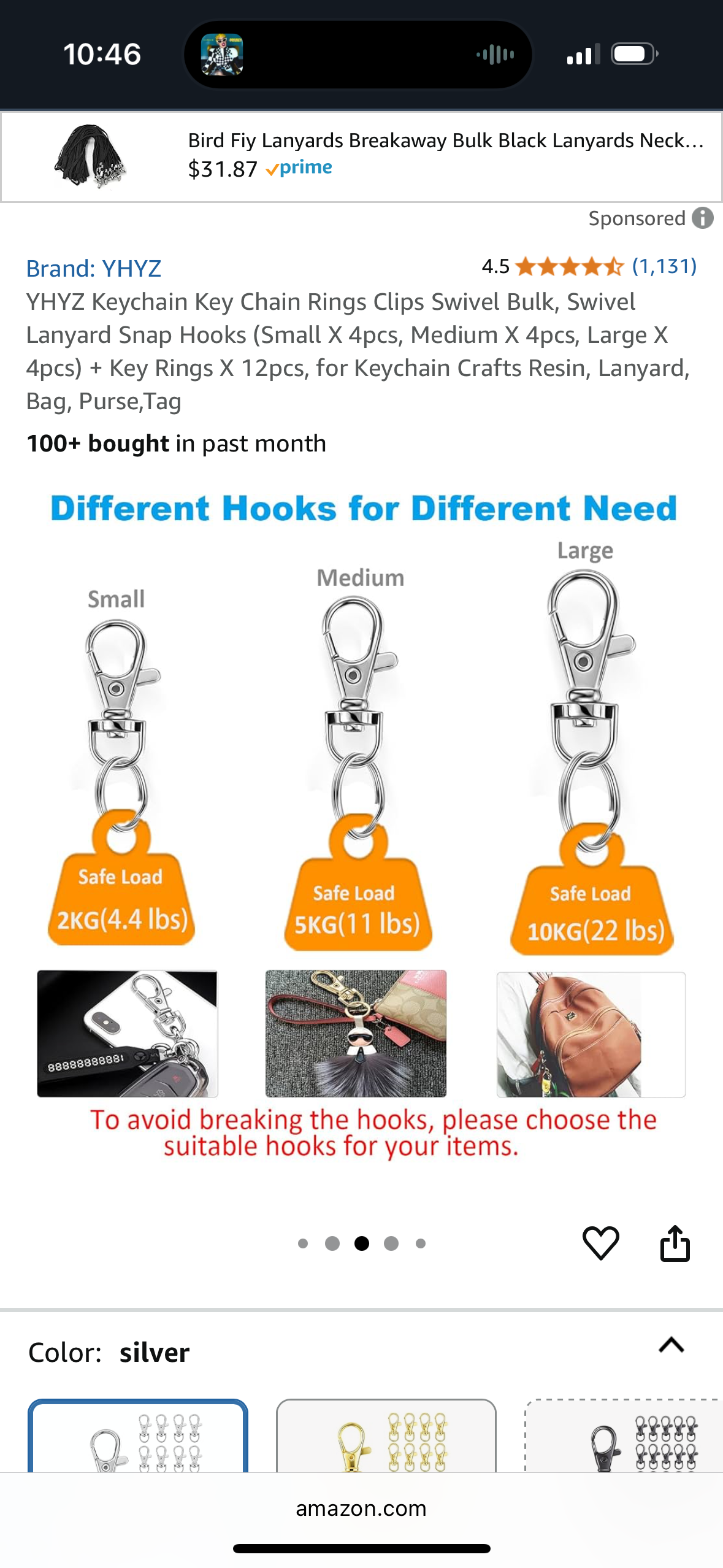 YHYZ Keychain Key Chain Rings Clips Swivel Bulk, Swivel Lanyard Snap Hooks (Small X 4pcs, Medium X 4pcs, Large X 4pcs) + Key Rings X 12pcs, for Keychain Crafts Resin, Lanyard, Bag, Purse,Tag