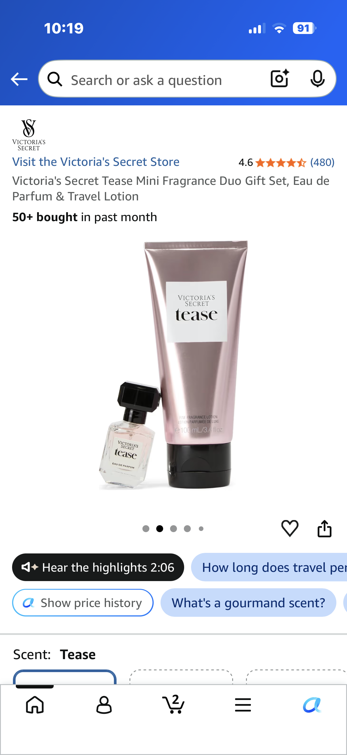 Victoria's Secret Tease Mini Fragrance Duo Gift Set, Eau de Parfum & Travel Lotion