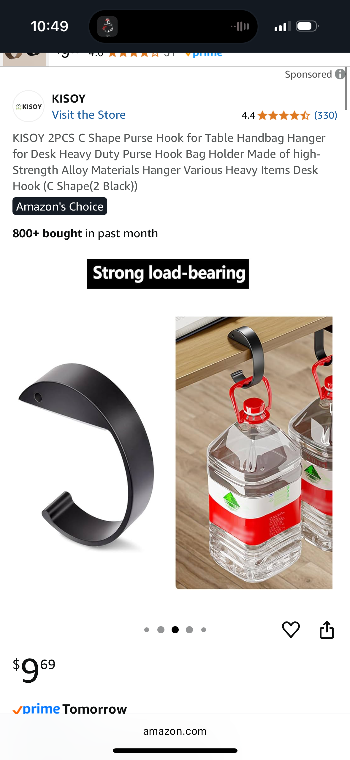 KISOY Purse Hooks for Tables Purse Hook Bag Hanger Purse Hooks for Tables Heavy Duty Handbag Hanger, Includes PomPom Keychain