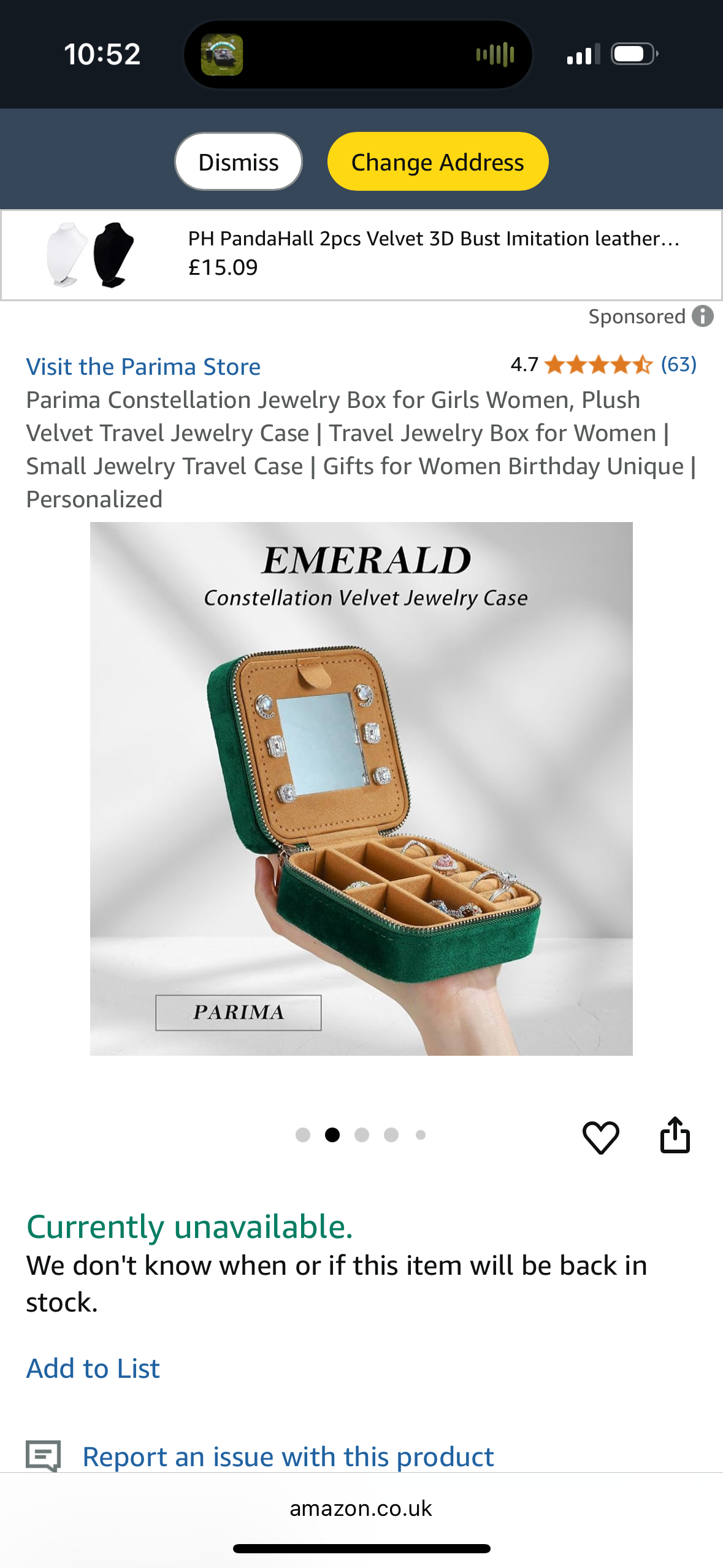 Parima Aries Constellation Jewelry Box for Girls Women, Plush Velvet Travel Jewelry Case | Travel Jewelry Box for Women | Small Jewelry Travel Case | Gifts for Women Birthday Unique | Personalized