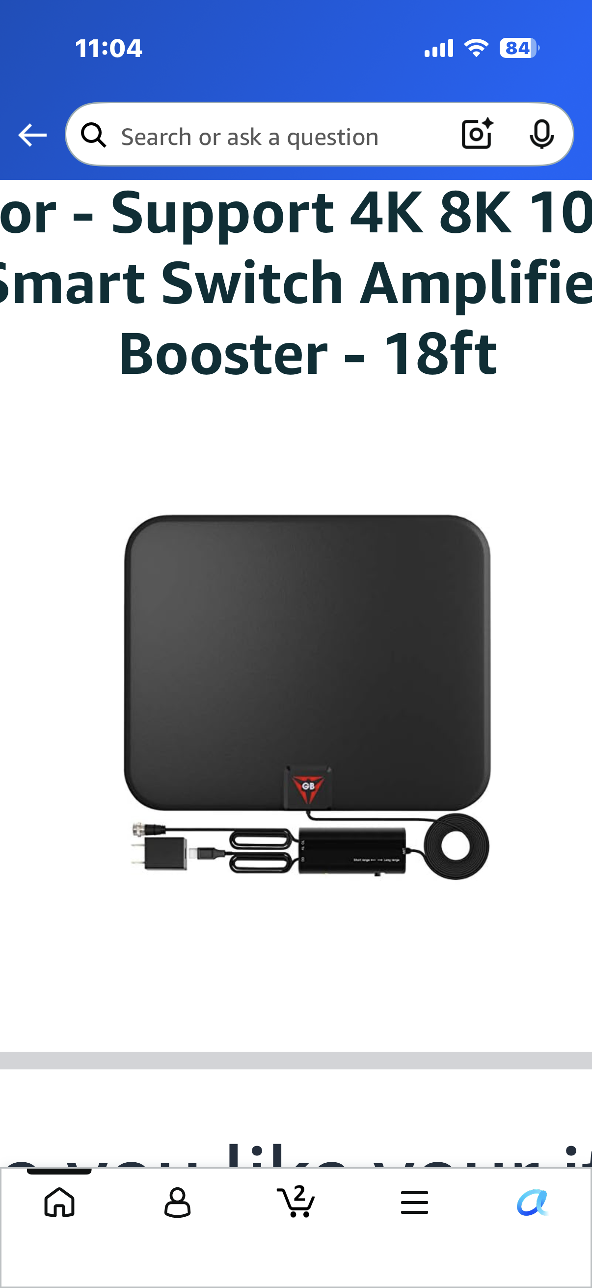 TV Antenna HD Digital TV Antenna Indoor 400+ Miles Long Range Indoor Outdoor - Support 4K 8K 1080p All TV's - Smart Switch Amplifier Signal Booster - 18ft
