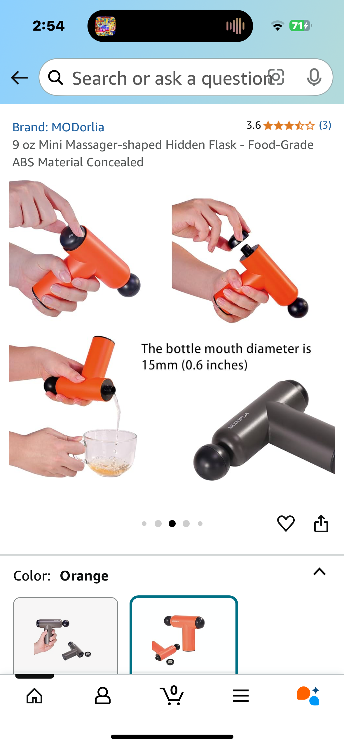 9 oz Mini Massager-shaped Hidden Flask - Food-Grade ABS Material Concealed