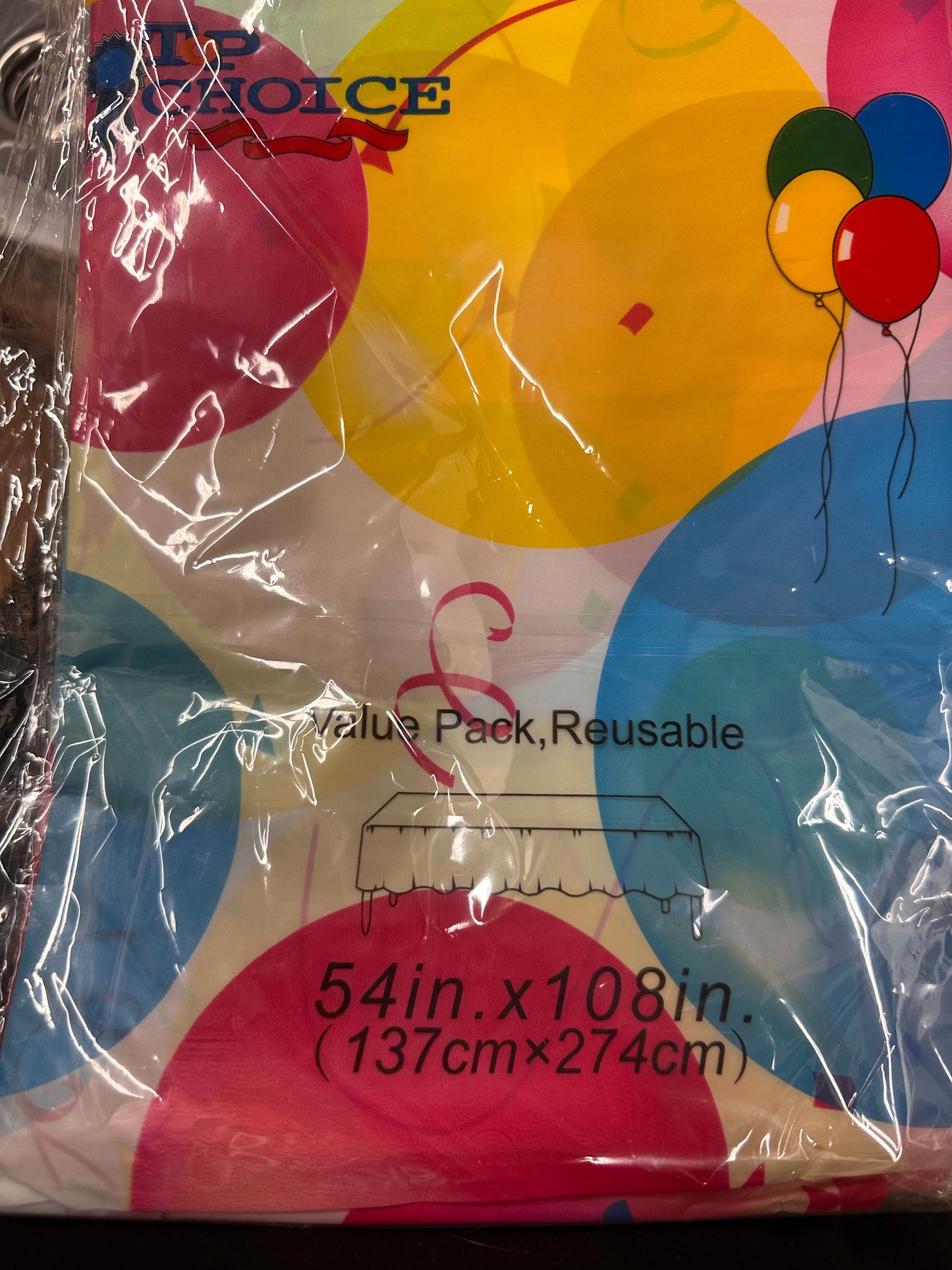 2 Pack Plastic Tablecloths Disposable Plastic Table Covers Table Cloths Christmas BBQ Picnic Birthday Wedding Party Xmas TableCloth Oil-proof Table Cloth Thin Colorful Balloon Table Cover 54 x 108 In
