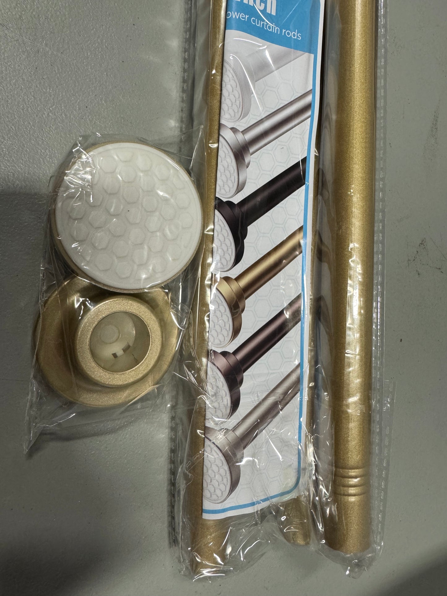 Shower Curtain Rod 43-73 Inches Adjustable Curtain Rod, *GOLD* Tension Curtain Rod White Shower Rod Tension Rod for Closet, Bathroom, Window, 1pcs