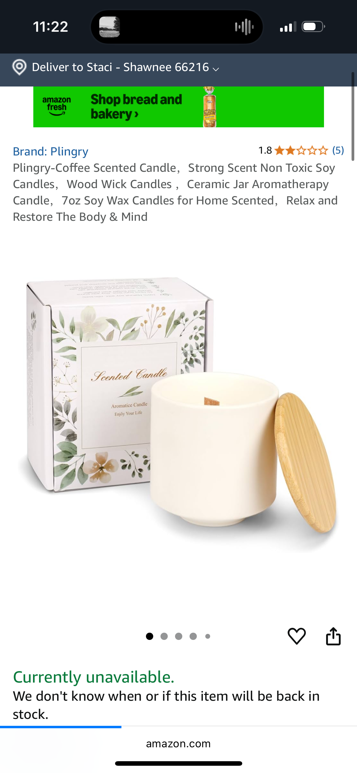 Plingry-Coffee Scented Candle,Strong Scent Non Toxic Soy Candles,Wood Wick Candles ,Ceramic Jar Aromatherapy Candle,7oz Soy Wax Candles for Home Scented,Relax and Restore The Body & Mind