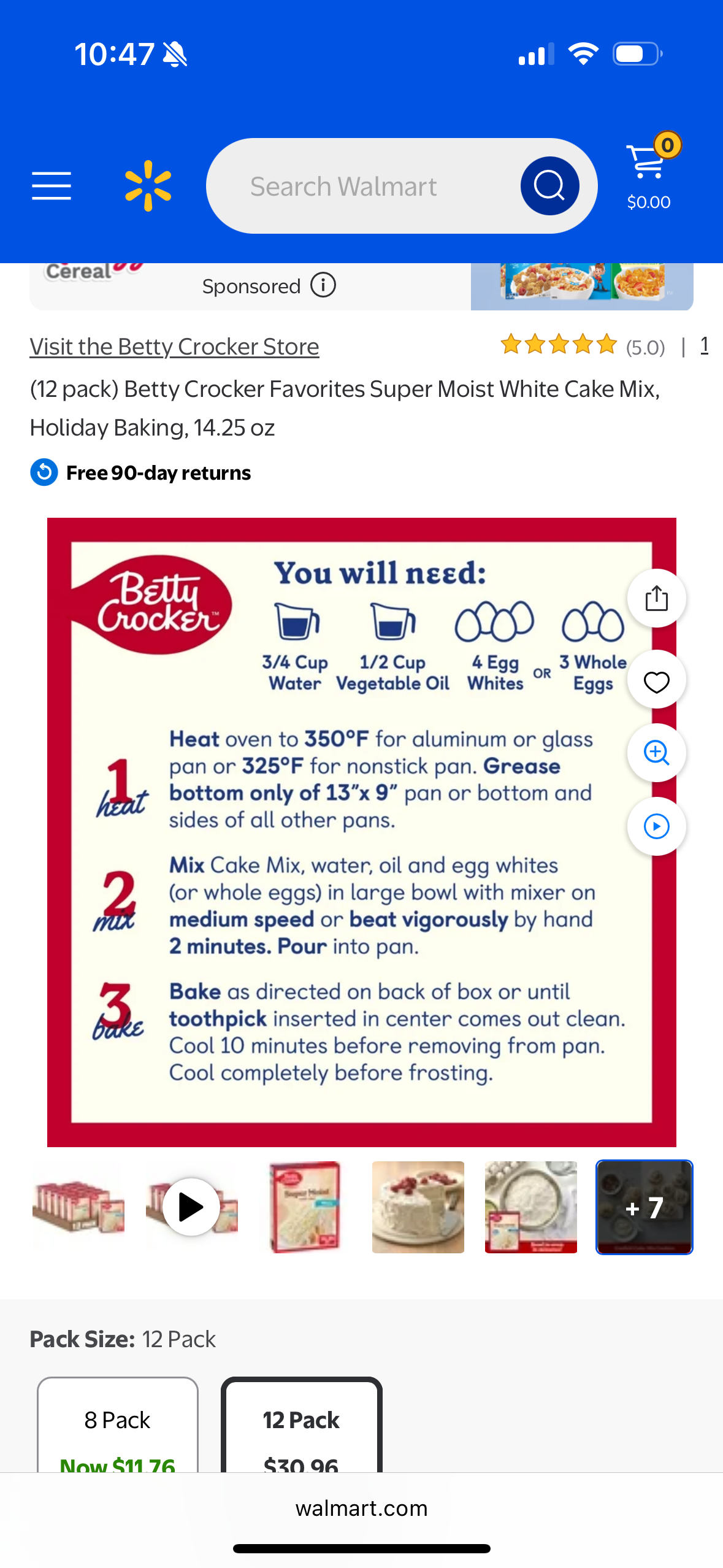 (12 pack) Betty Crocker Favorites Super Moist White Cake Mix, Holiday Baking, 14.25 oz