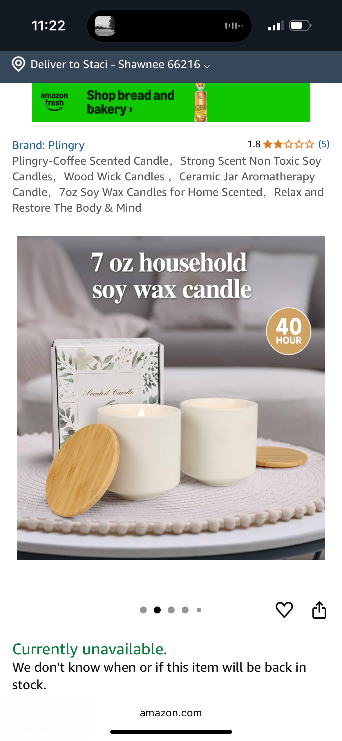Plingry-Coffee Scented Candle,Strong Scent Non Toxic Soy Candles,Wood Wick Candles ,Ceramic Jar Aromatherapy Candle,7oz Soy Wax Candles for Home Scented,Relax and Restore The Body & Mind