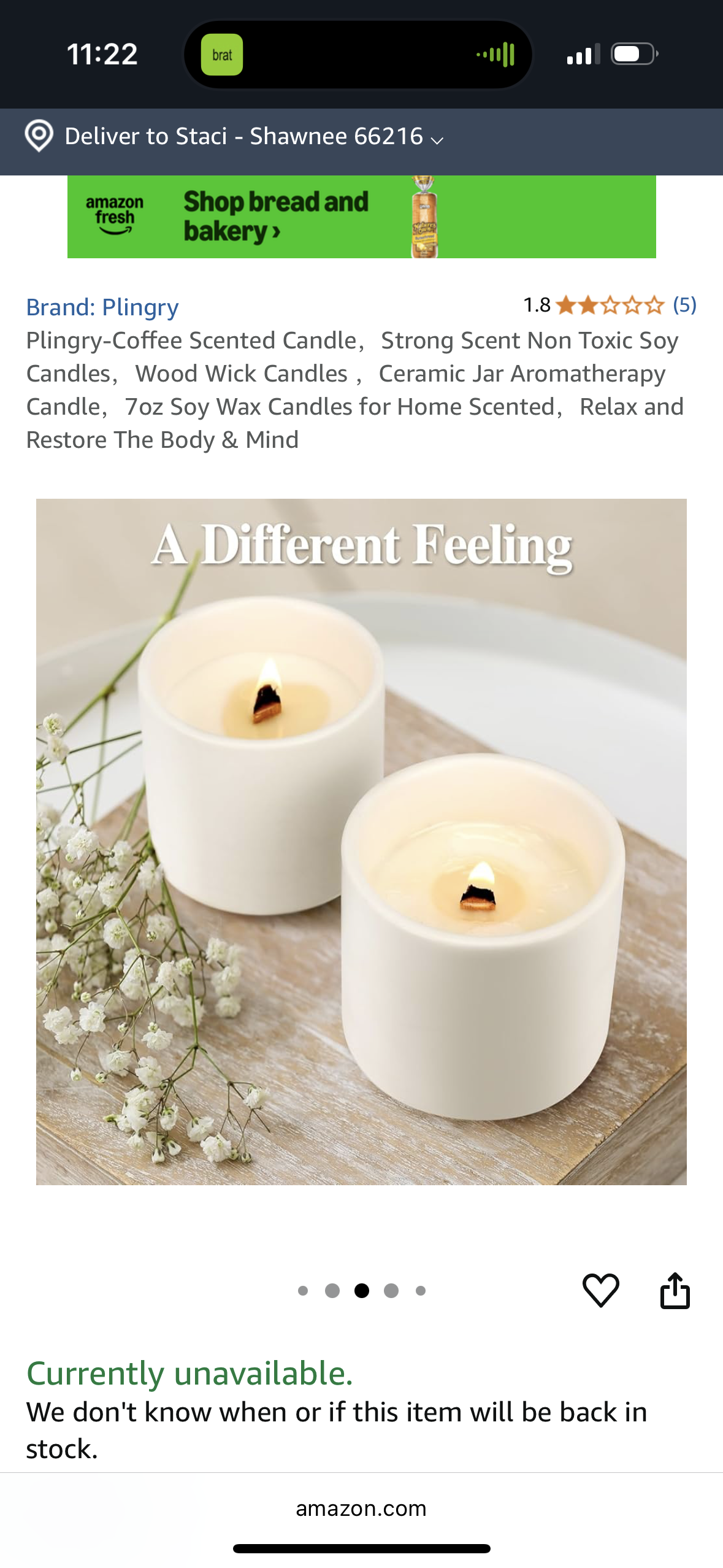Plingry-Coffee Scented Candle,Strong Scent Non Toxic Soy Candles,Wood Wick Candles ,Ceramic Jar Aromatherapy Candle,7oz Soy Wax Candles for Home Scented,Relax and Restore The Body & Mind