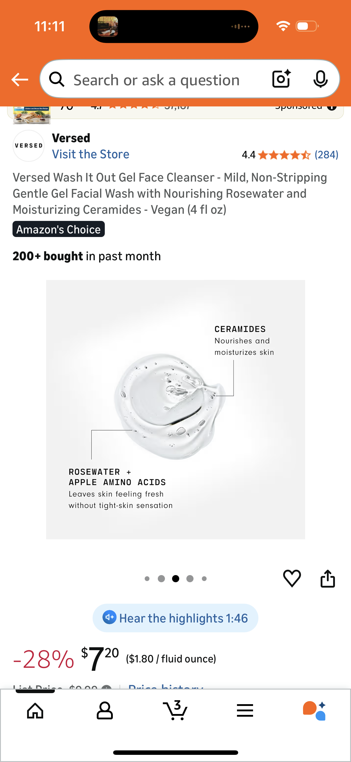 Versed Wash It Out Gel Face Cleanser - Mild, Non-Stripping Gentle Gel Facial Wash with Nourishing Rosewater and Moisturizing Ceramides - Vegan (4 fl oz)