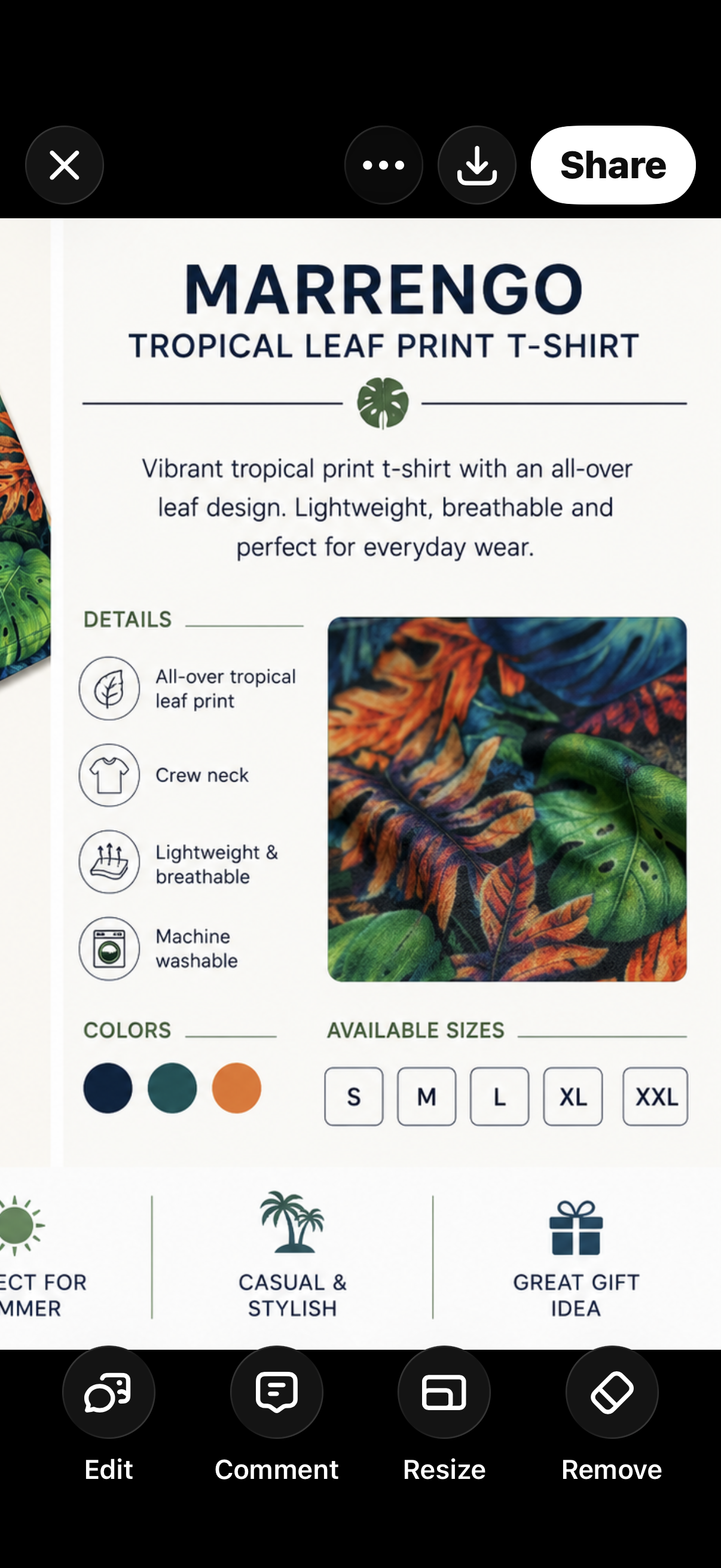 Marrengo Monstera Print Top (Size Small)