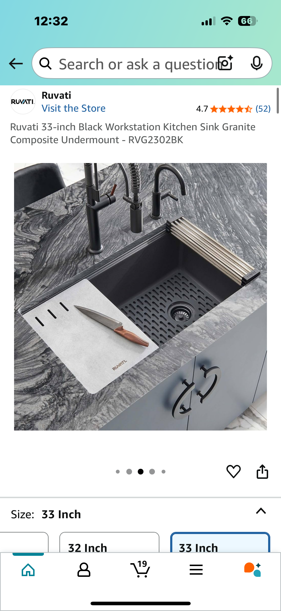 Ruvati 33-inch Black Workstation Kitchen Sink Granite Composite Undermount - RVG2302BK (B966)