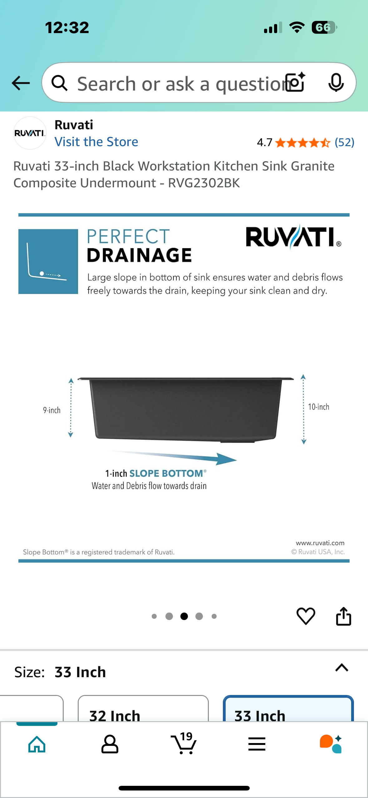 Ruvati 33-inch Black Workstation Kitchen Sink Granite Composite Undermount - RVG2302BK (B966)