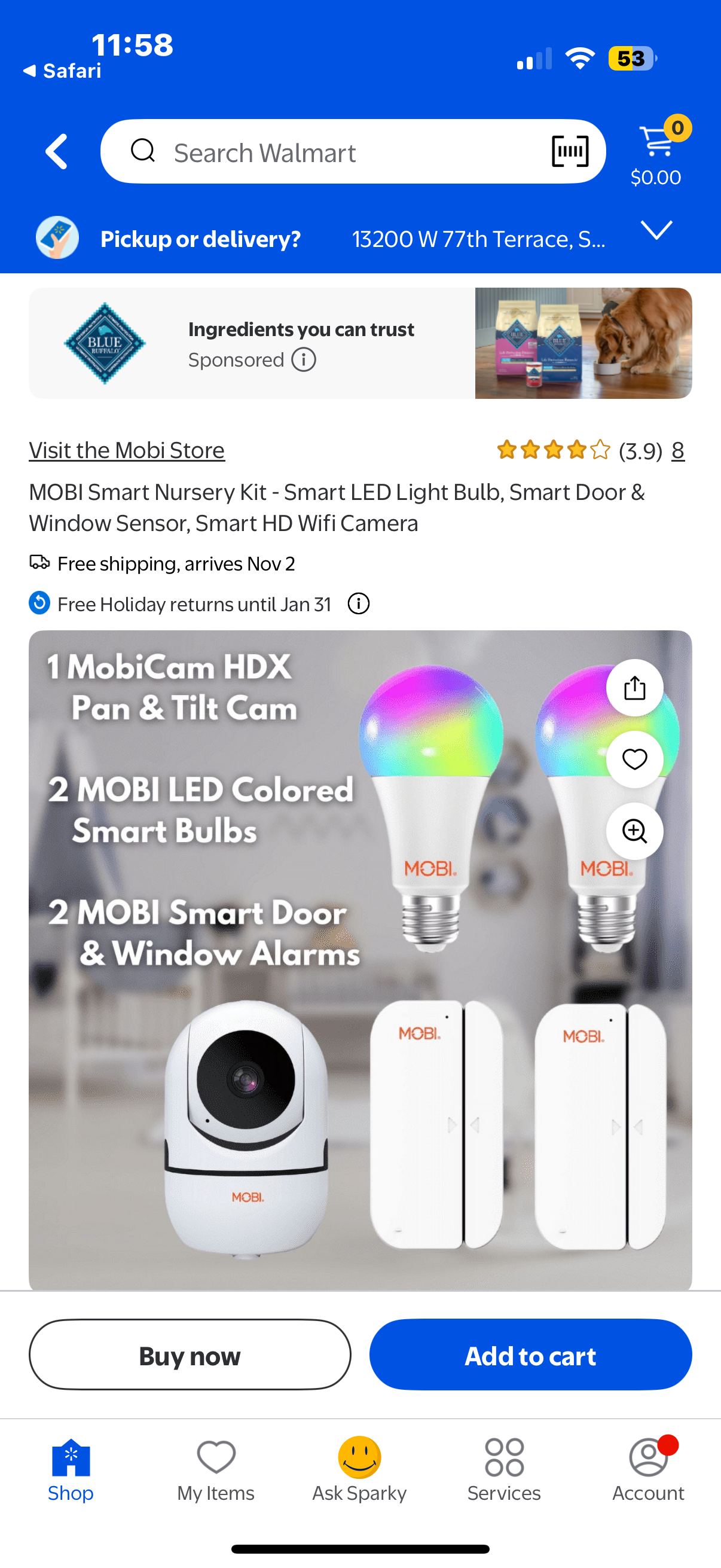 MOBI Smart Nursery Kit Baby Video Monitor Camera, Wi-fi Accessories Smart Nursery Kit Baby Video Monitor Camera, Wi-fi Accessories Powerful HD Night Vision Including Sensors & Led Light Bulbs Kit