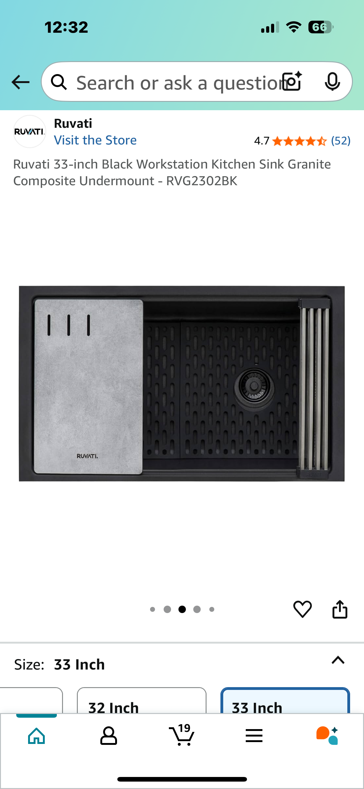 Ruvati 33-inch Black Workstation Kitchen Sink Granite Composite Undermount - RVG2302BK (B966)