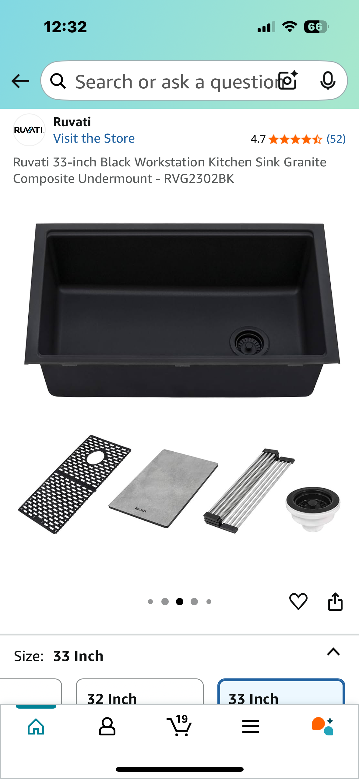 Ruvati 33-inch Black Workstation Kitchen Sink Granite Composite Undermount - RVG2302BK (B966)