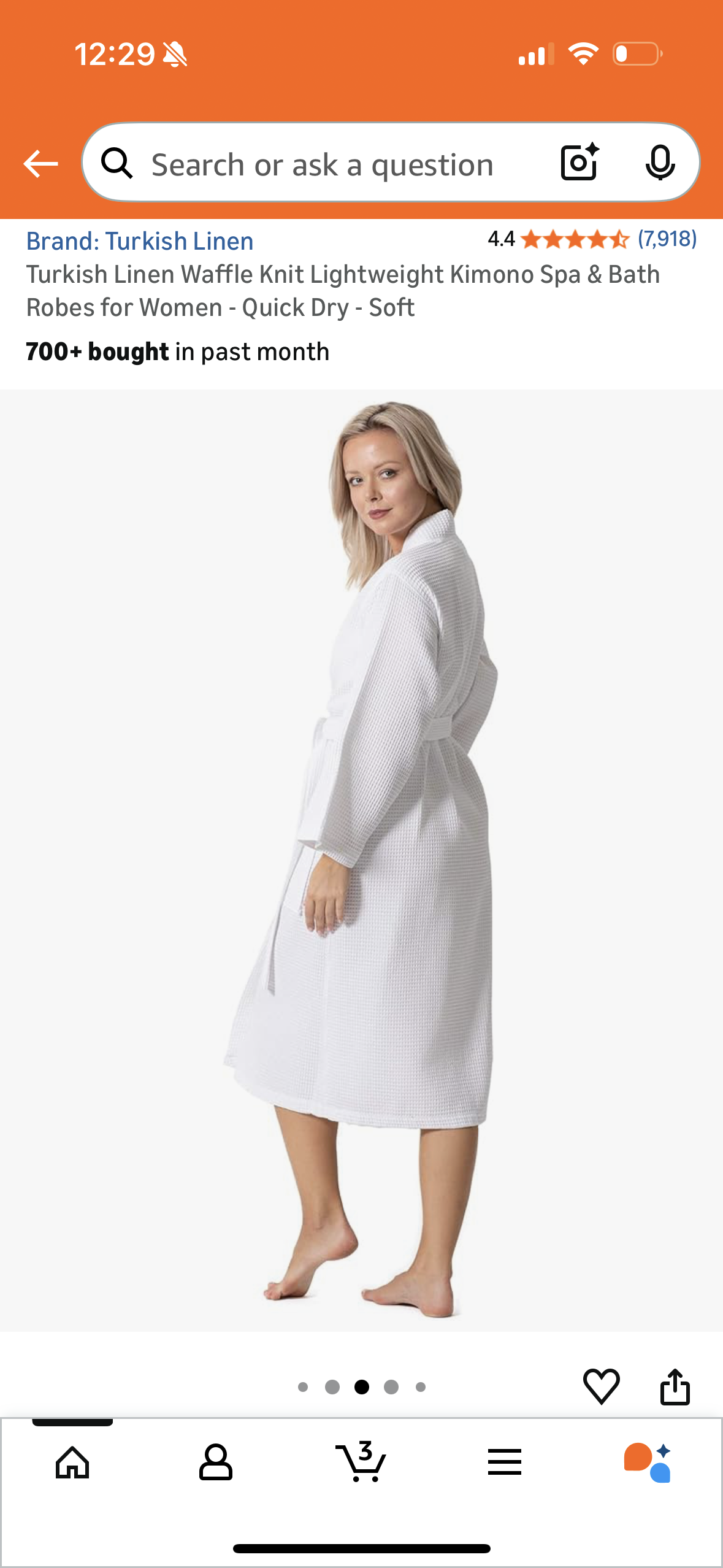 Turkish Linen Waffle Knit Lightweight Kimono Spa & Bath Robes for Women - Quick Dry - Soft (Size Large)