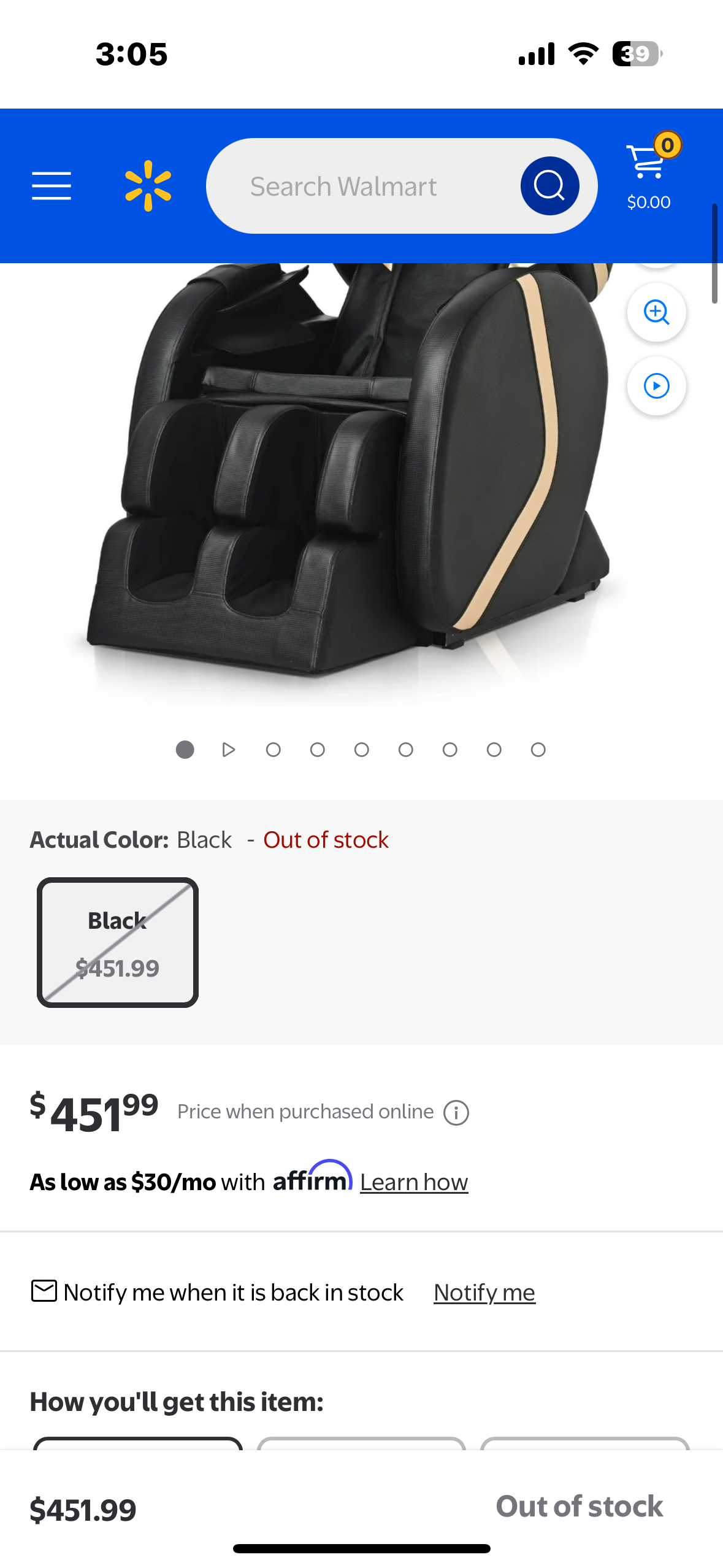 Molylex Small Massage Chair with Zero Gravity, Full Body Massage Chair with Heating (Black) (L956)