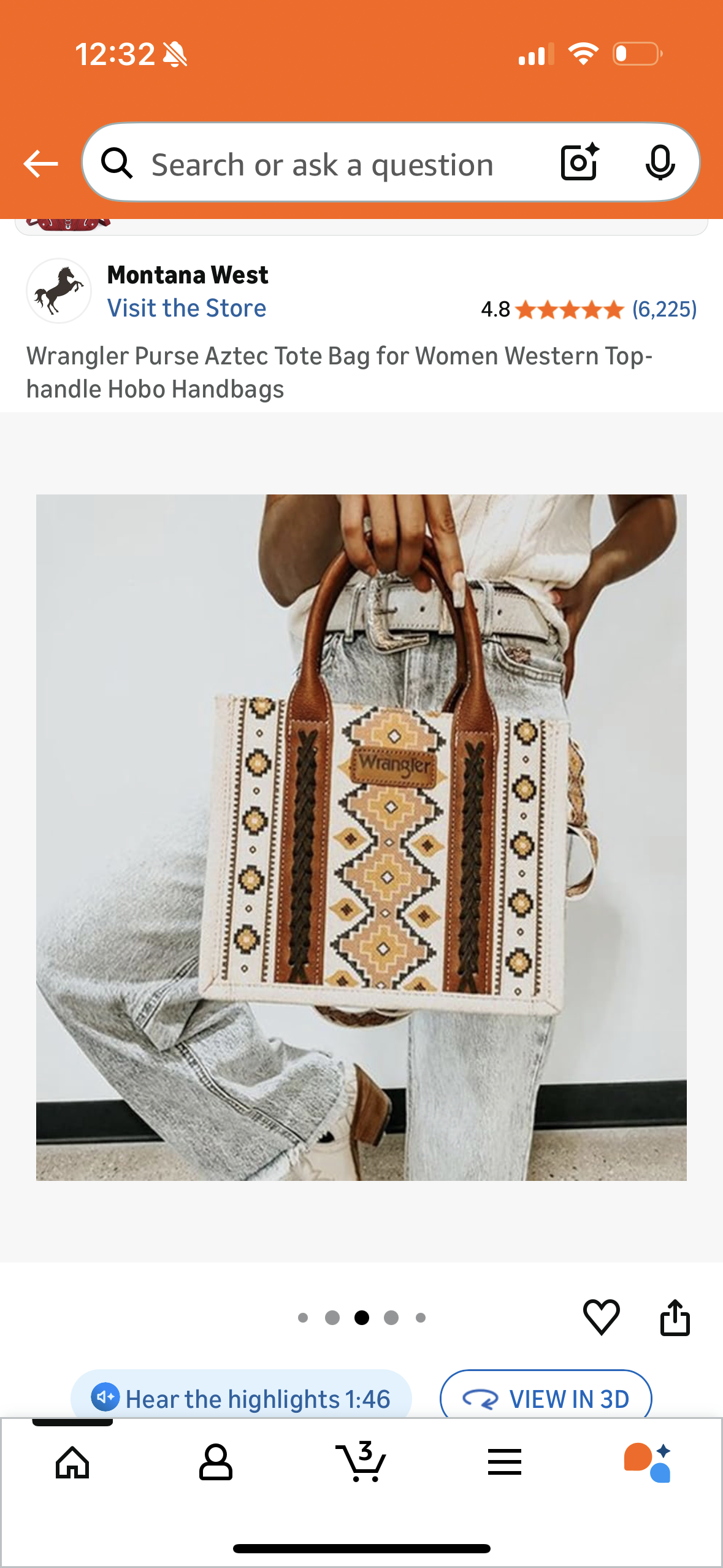 Wrangler Purse Aztec Tote Bag for Women Western Top-handle Hobo Handbags