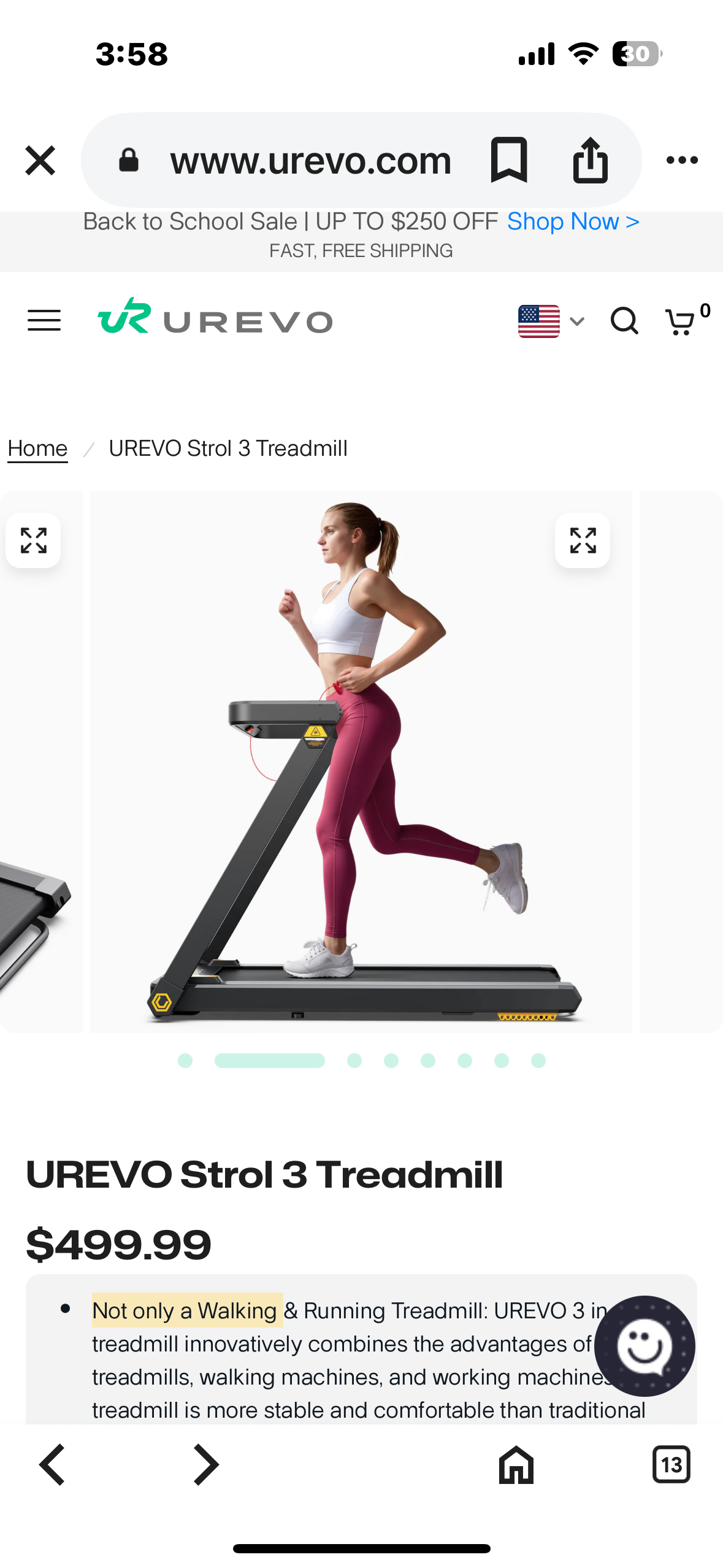 UREVO Strol 3 Under Desk Treadmill, Unique Removable Desktop, Remote, Larger 3HP Motor (W479)