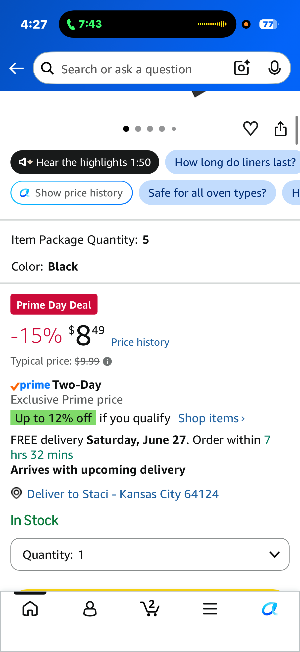 Oven Liners for Bottom of Oven - 5 Pack Large Heavy Duty Mats, 17”x25” Non-Stick Reusable Liner for Electric, Gas, Toaster Ovens, Grills - Kitchen Accessory to Keep Oven Clean (5, Black)